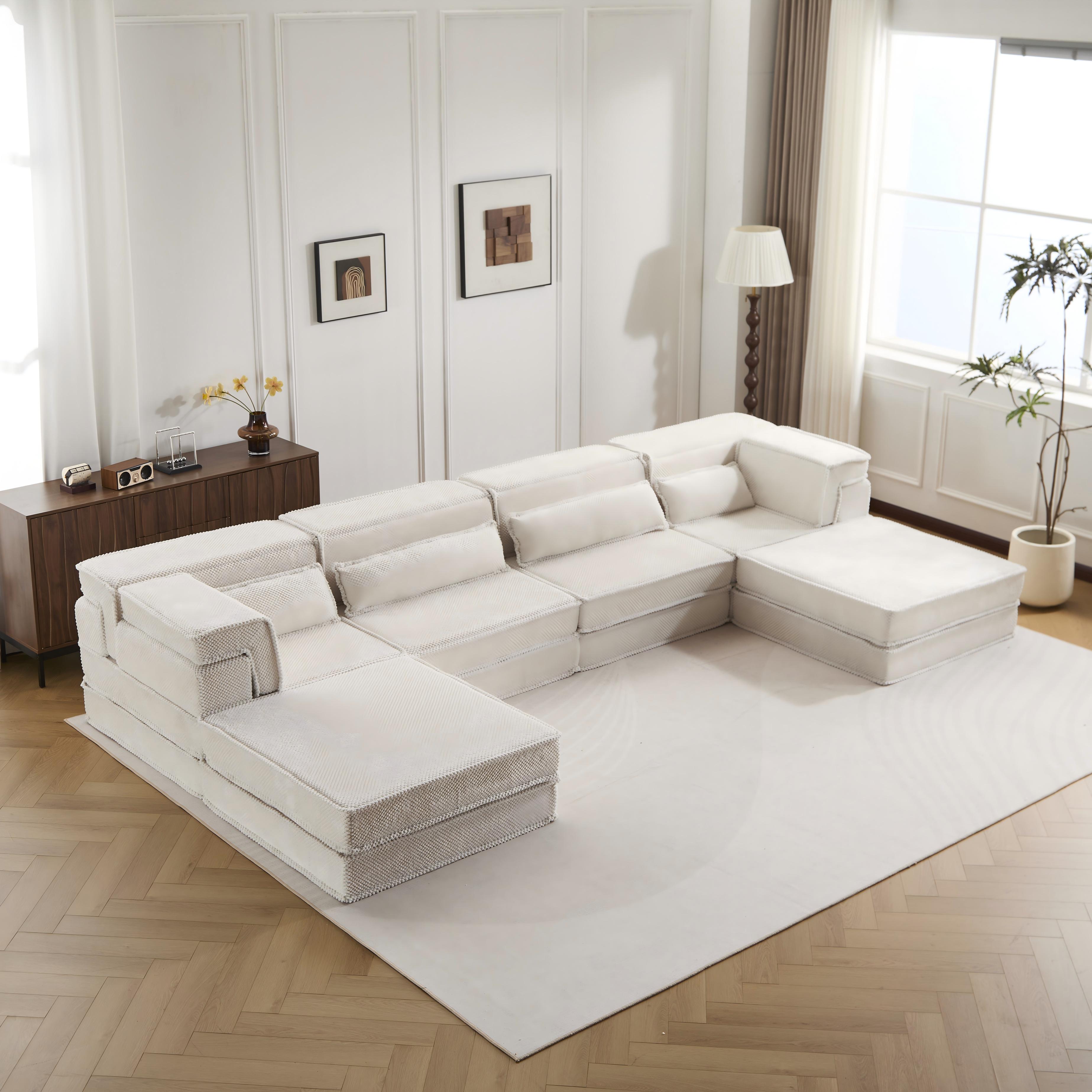 Sofa compression Mahjong modulaire 4 places blanc