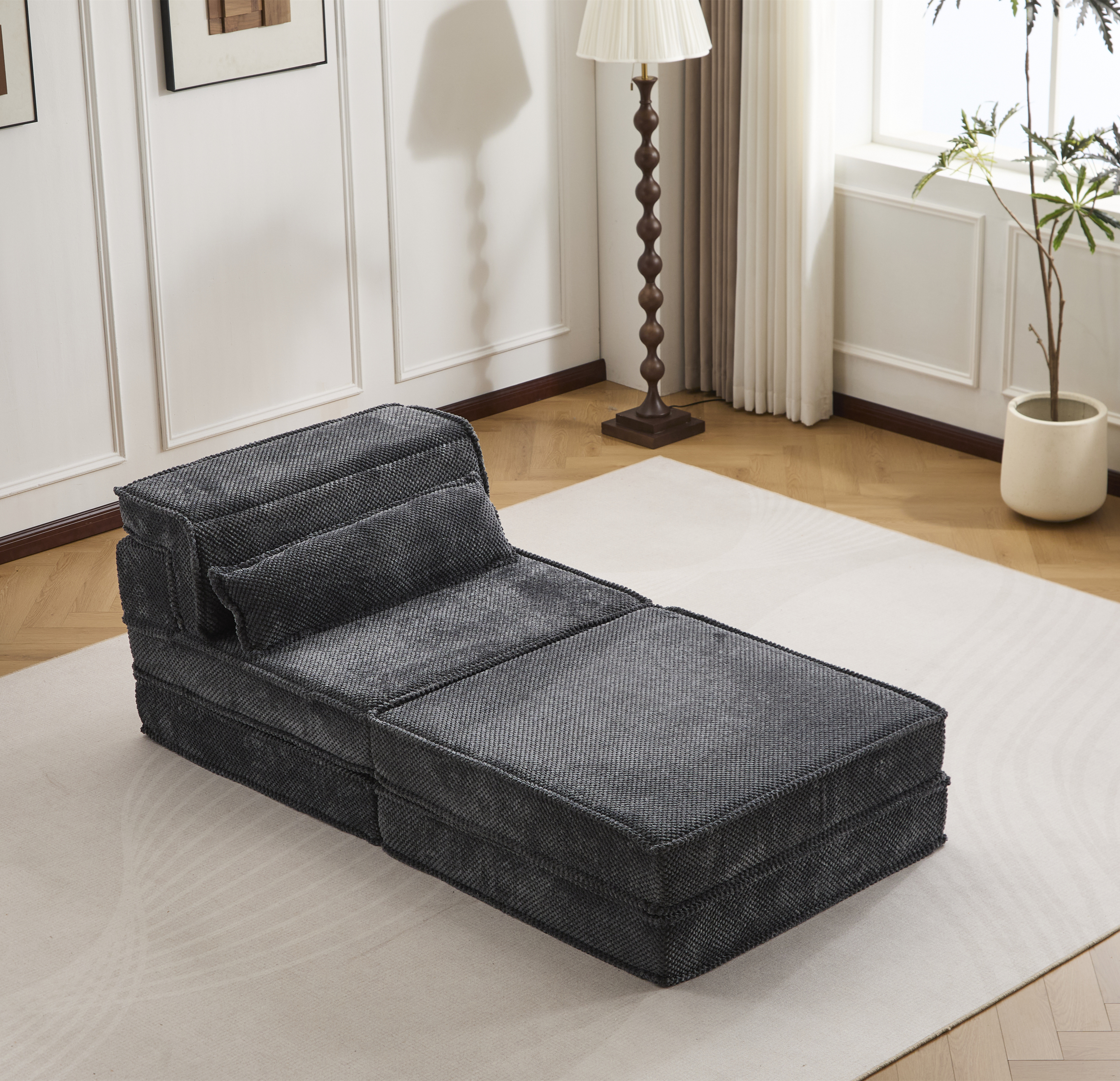 Sofa mahjong compression convertible gris foncé sans assemblage