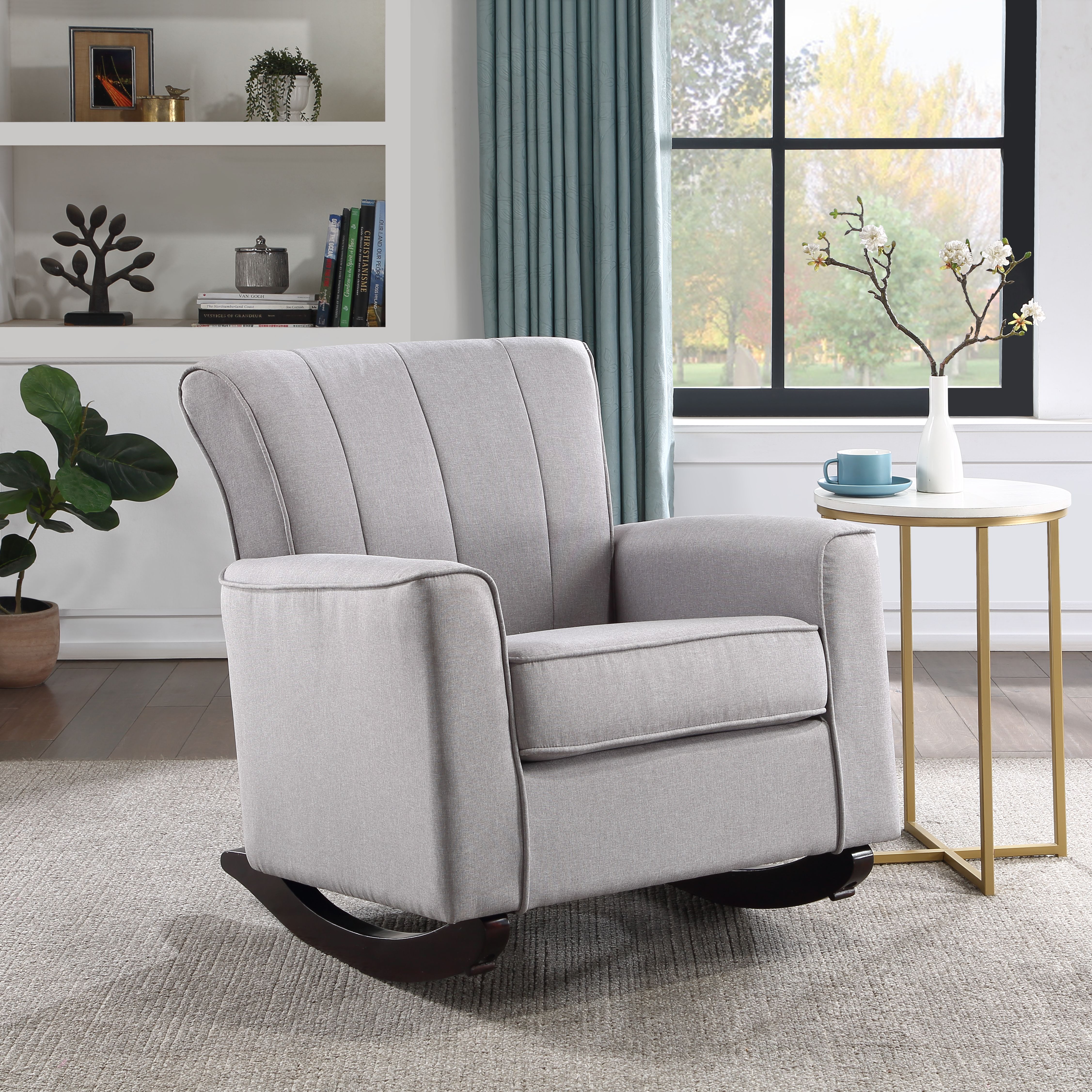 Fauteuil bascule Denzell lin gris clair