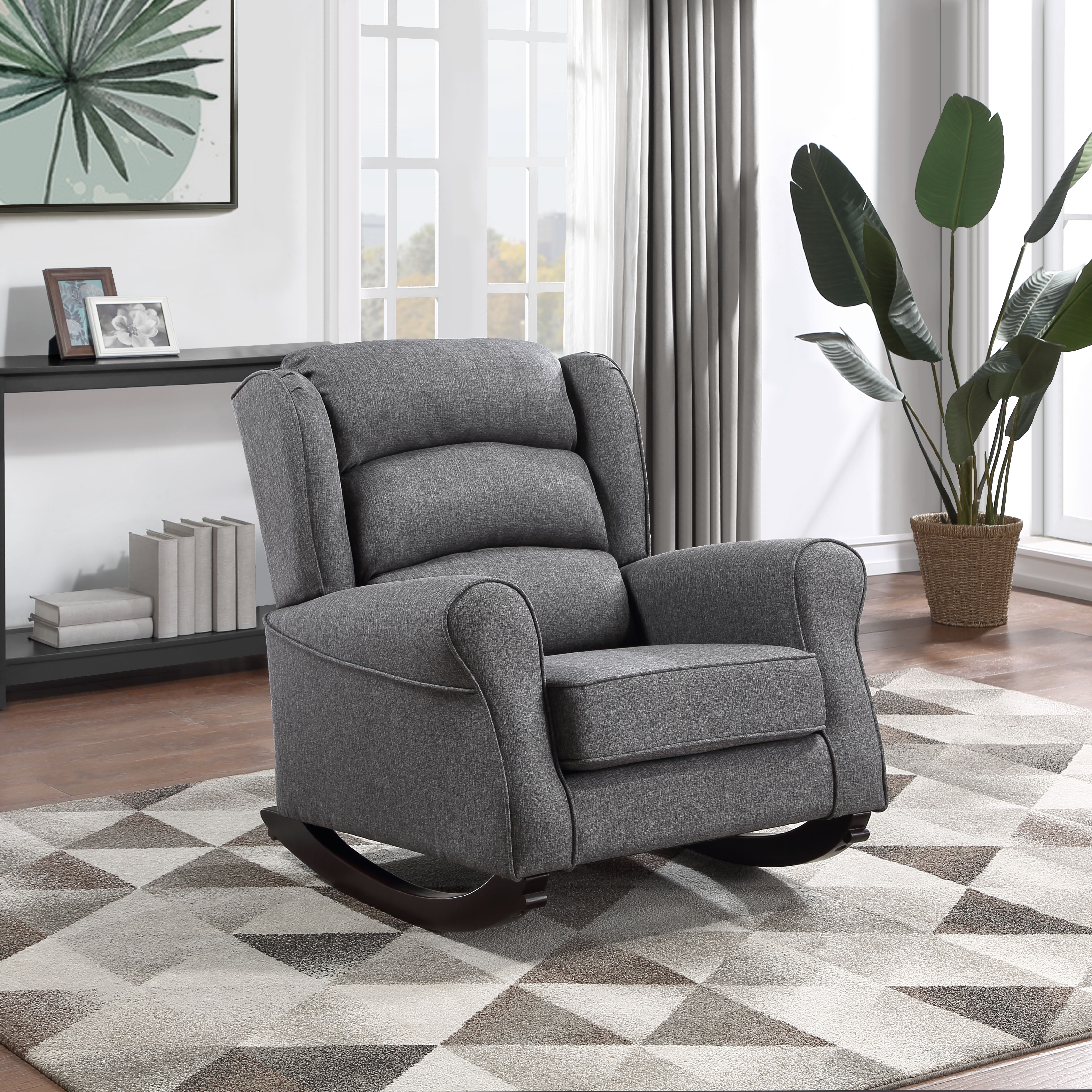 Chaise berçante Fabien tissu gris