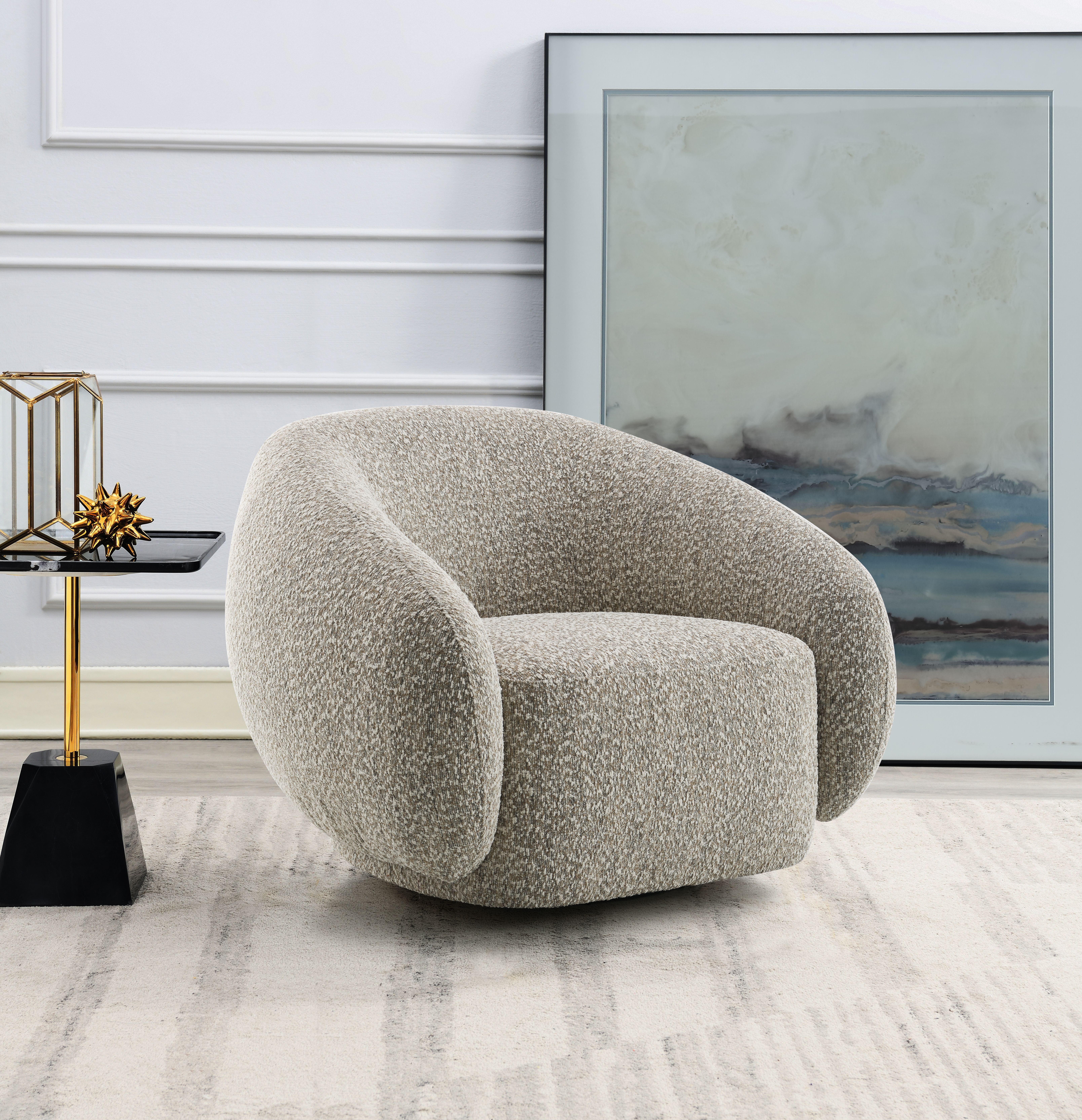 Chaise Isabel boucle brun pivotante