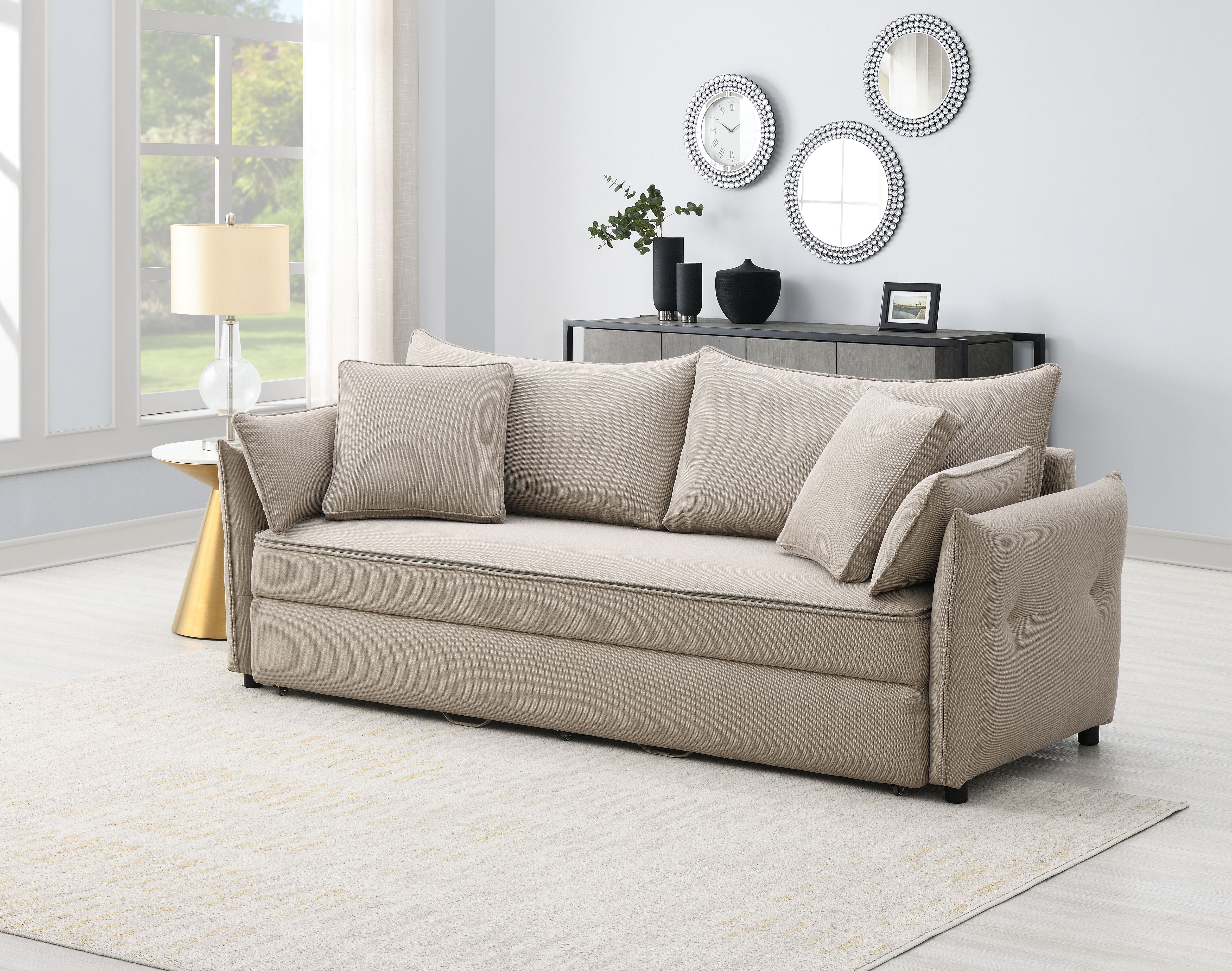 Causeuse Irina tissu convertible avec rangement