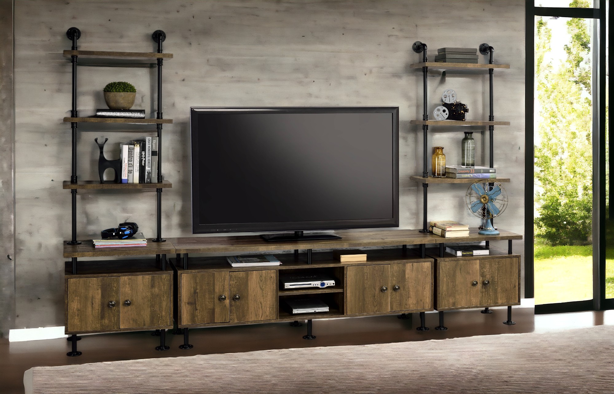 Ensata II Meuble TV chêne rustique noir