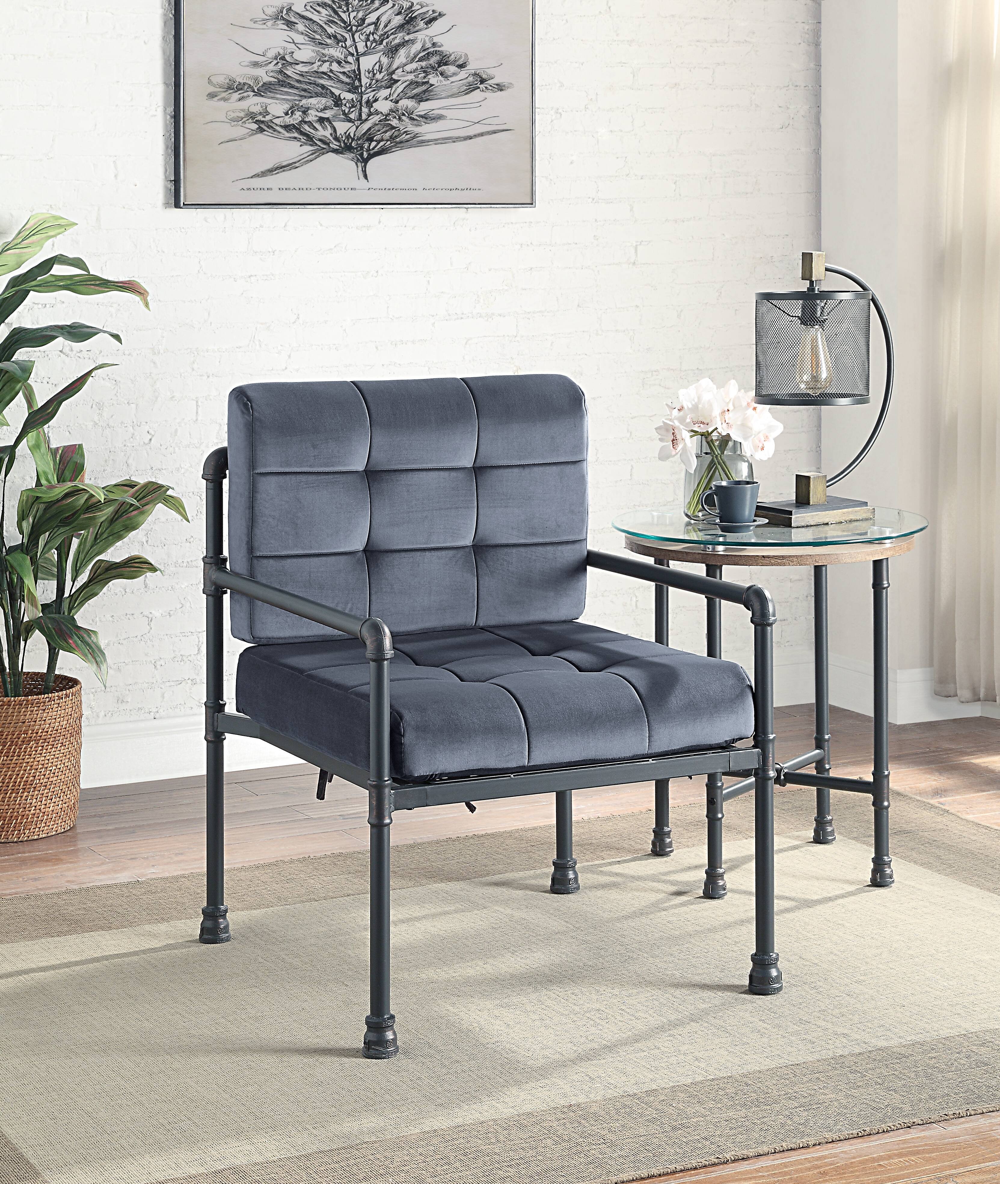 Fauteuil accent Brantley velours gris/gris sablé