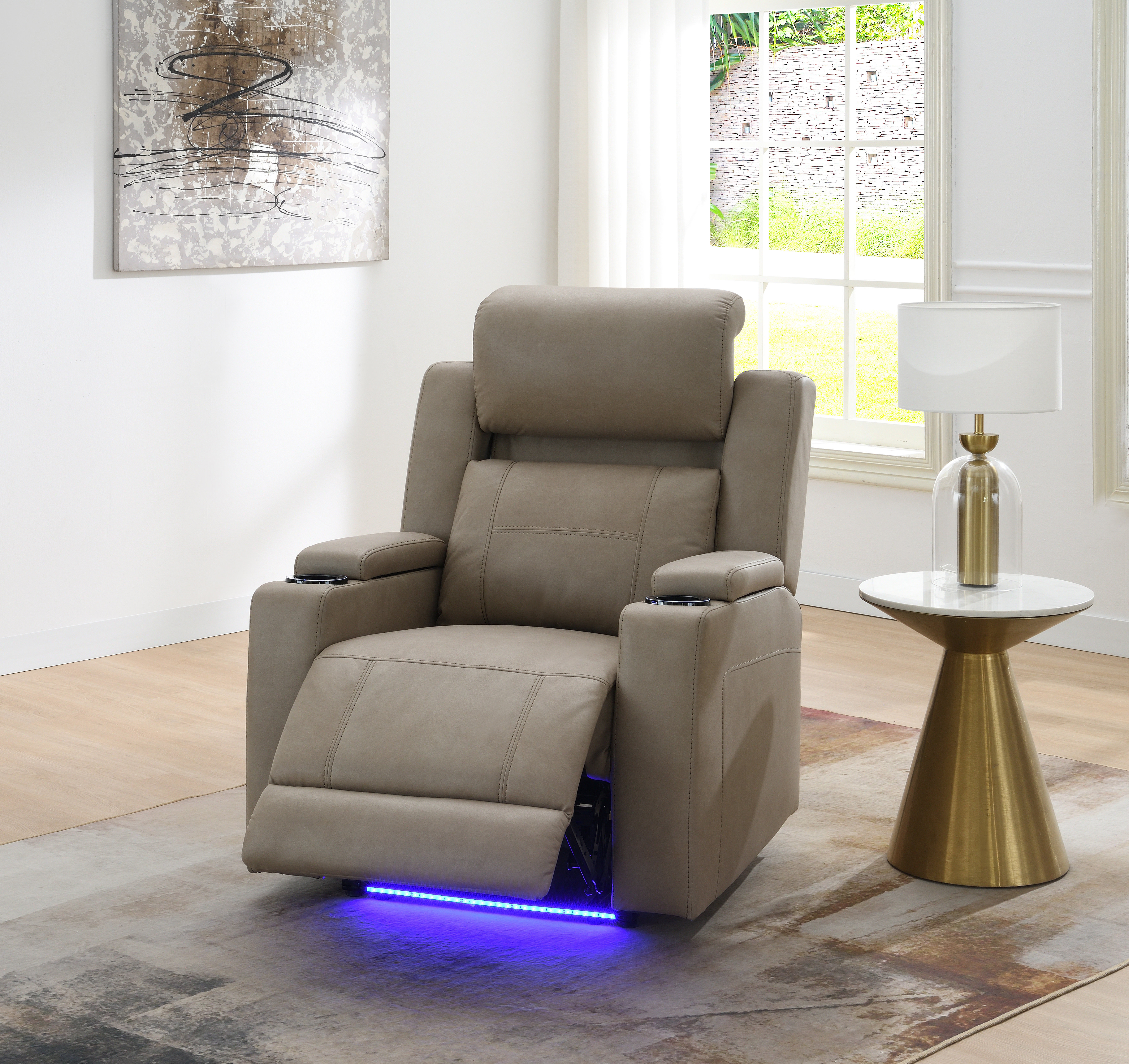Fauteuil inclinable Lugo cuir avec porte-gobelet