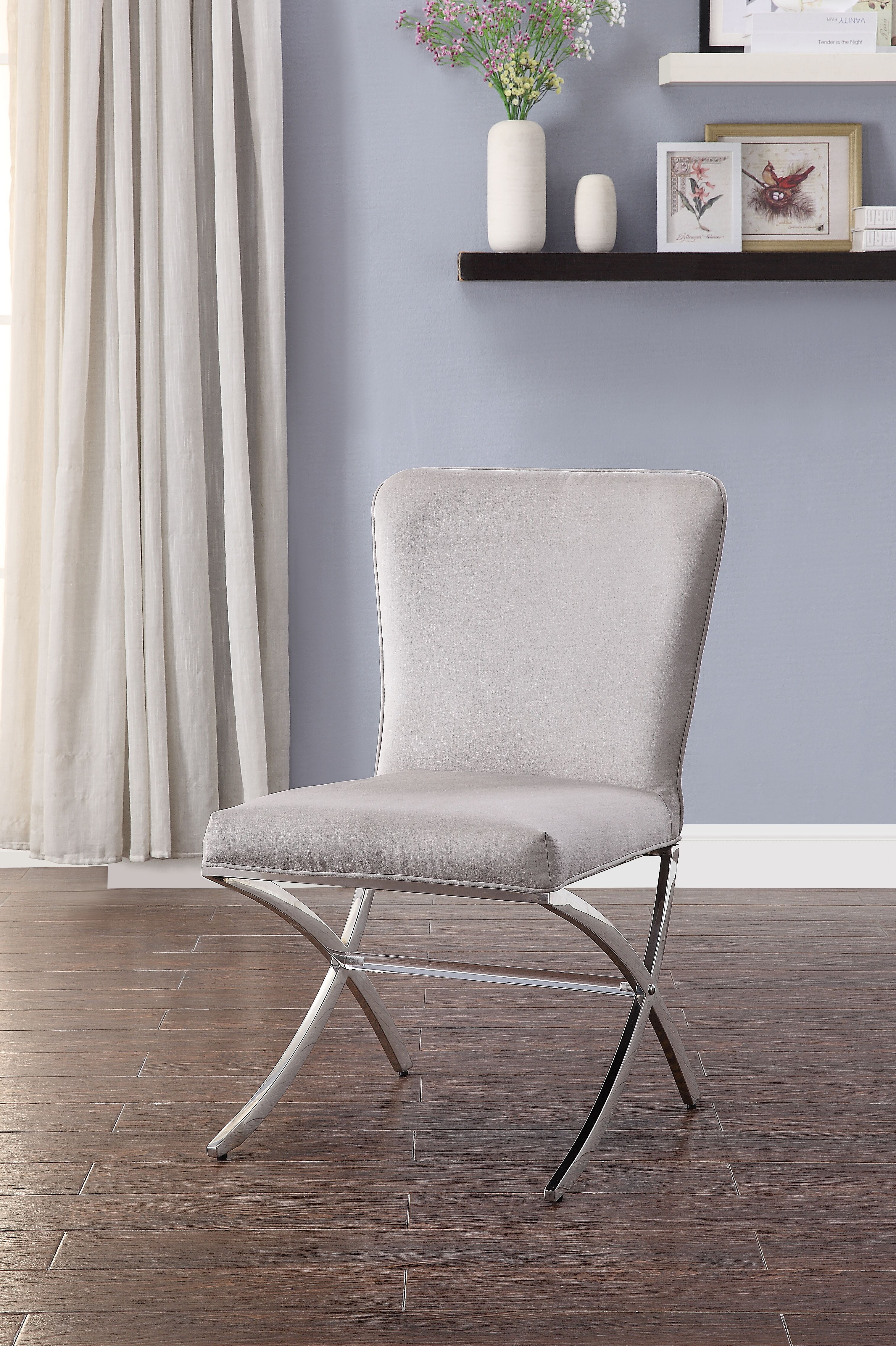 Chaise accent Daire velours gris clair chrome série 2