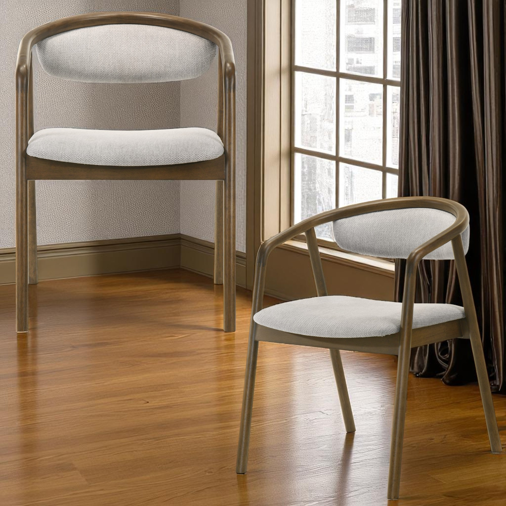 Chaise côté Delina chenille & noyer