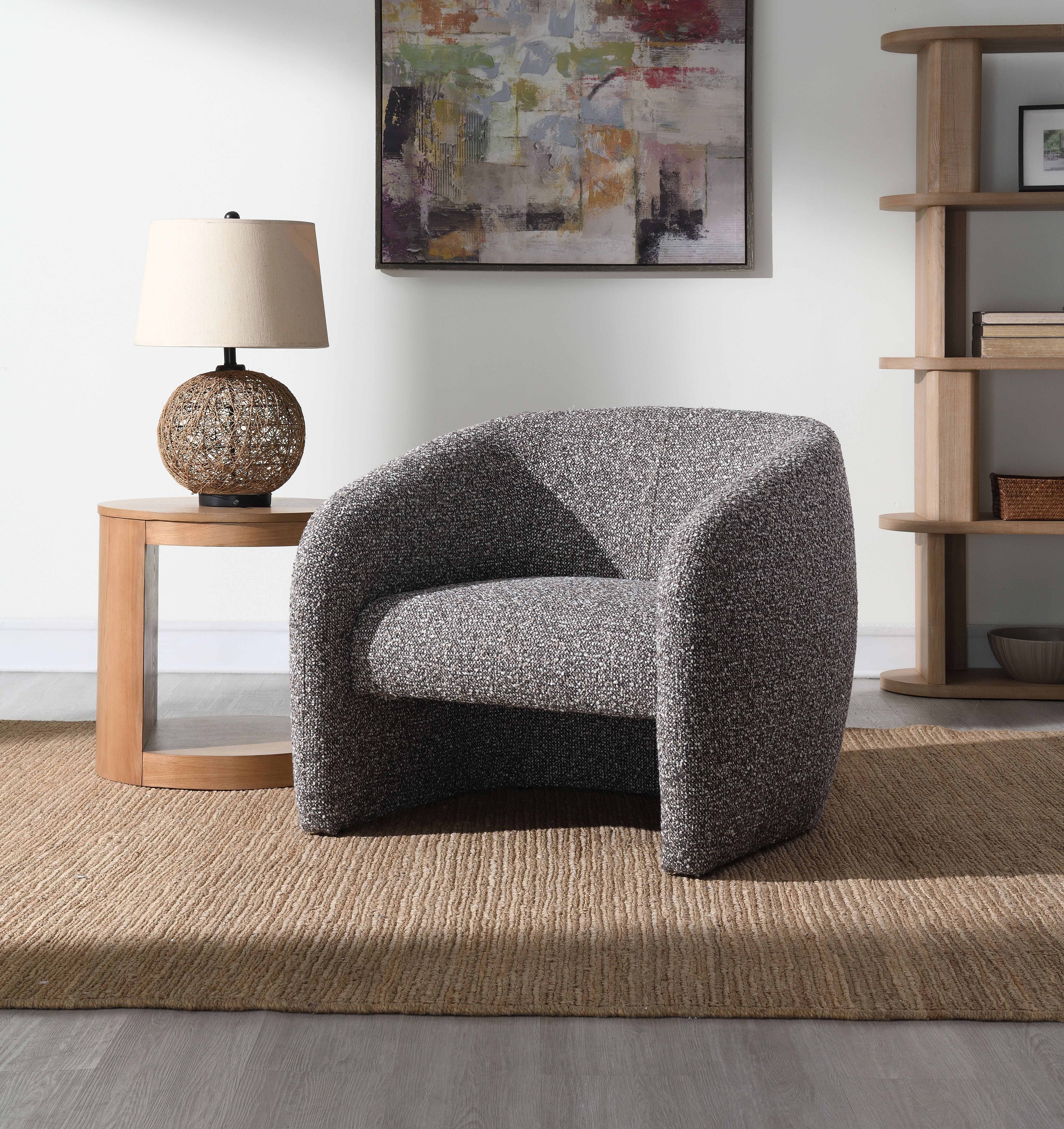 Chaise accent Livia brun gris tweed