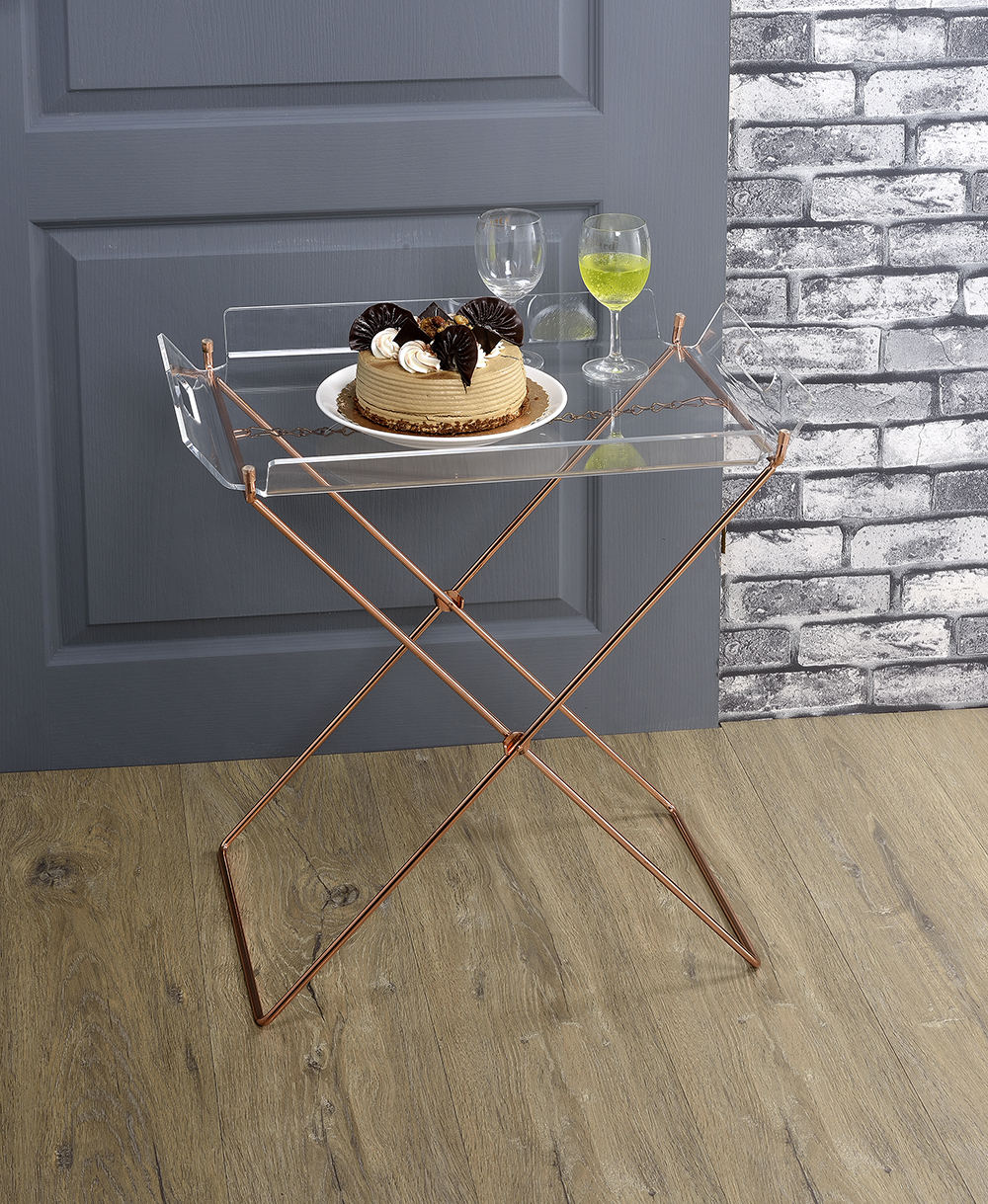 Cercie Table plateau acrylique transparent fini cuivre