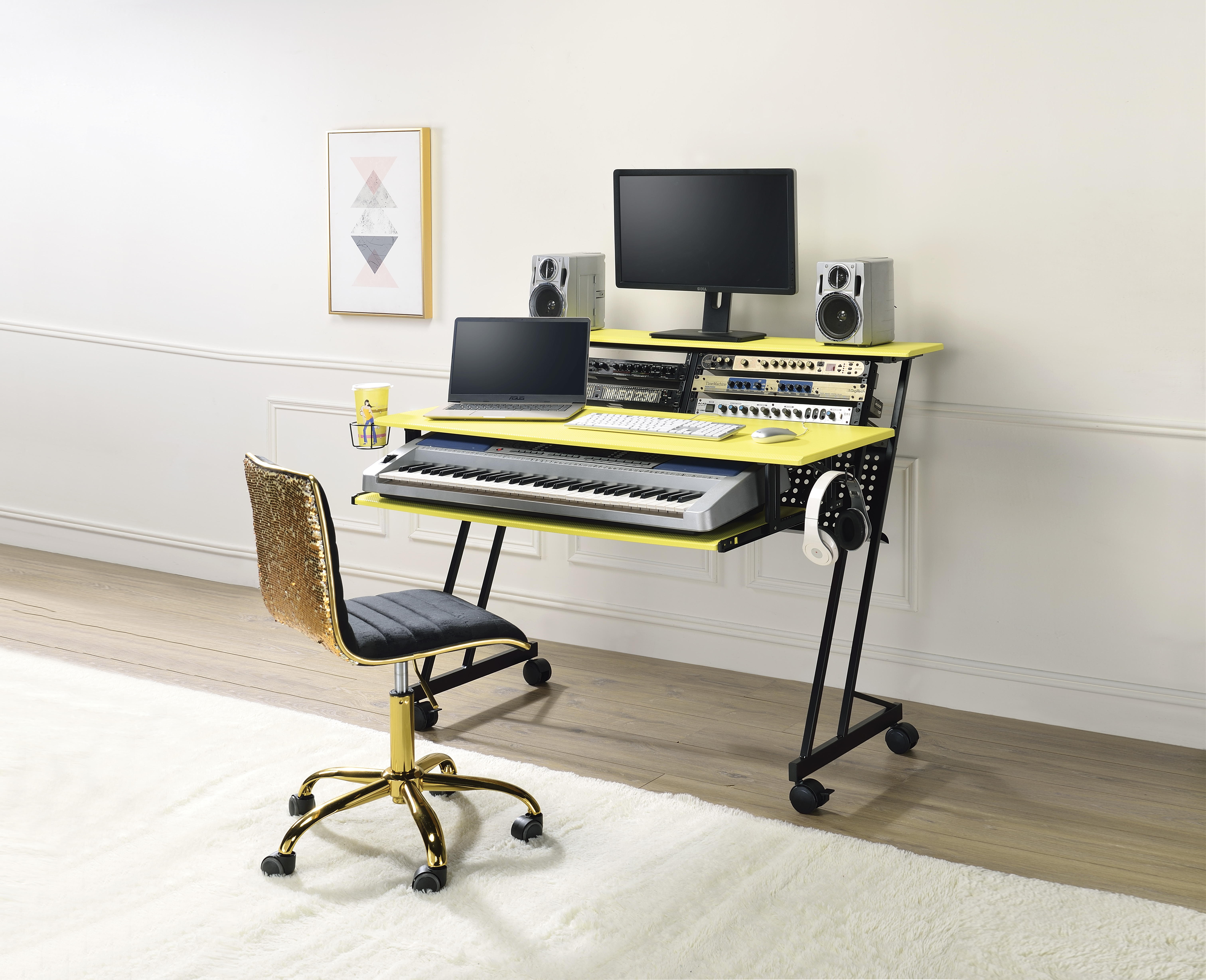 Bureau studio d'enregistrement Suitor jaune et noir