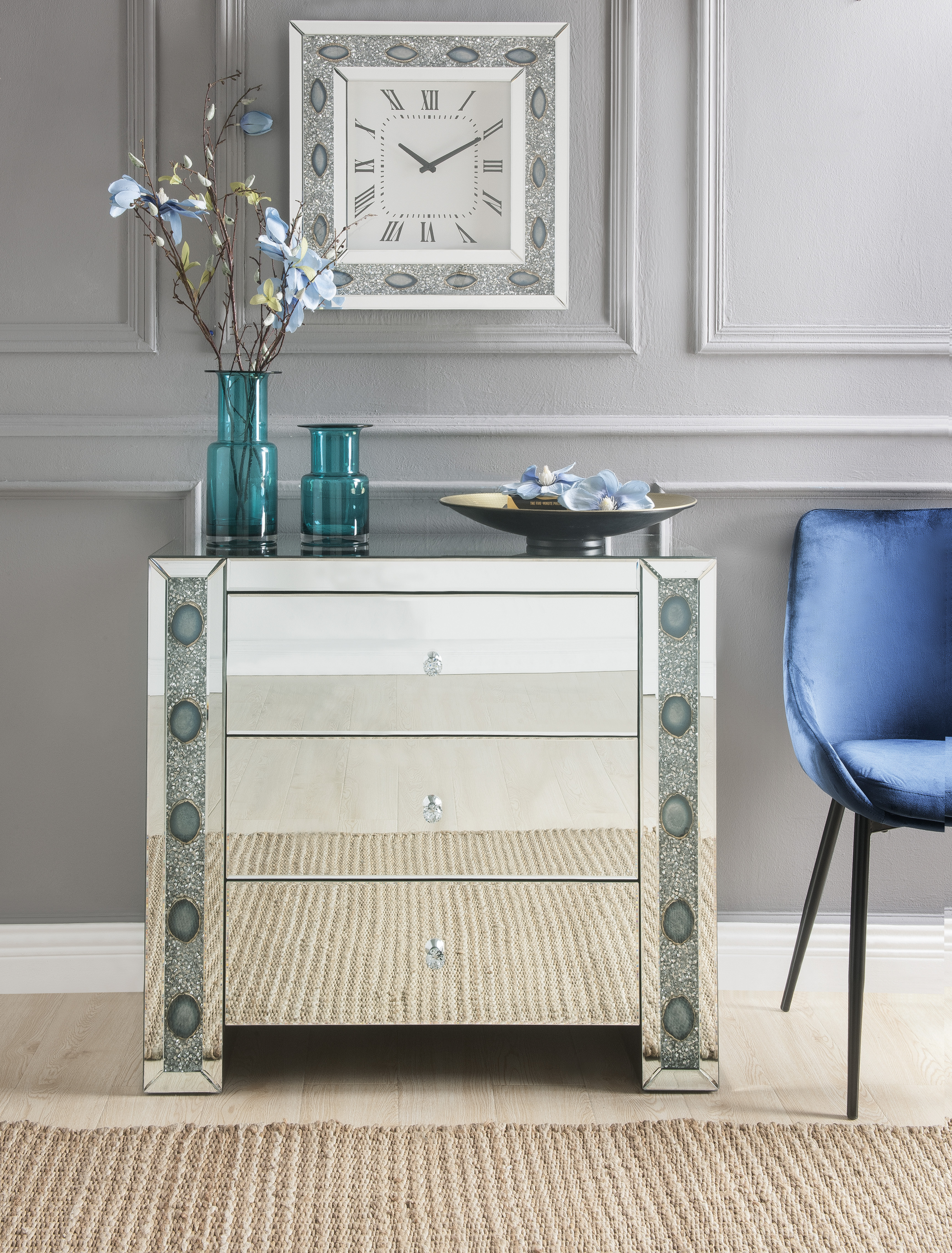 Console Sonia miroir faux agate assemblée