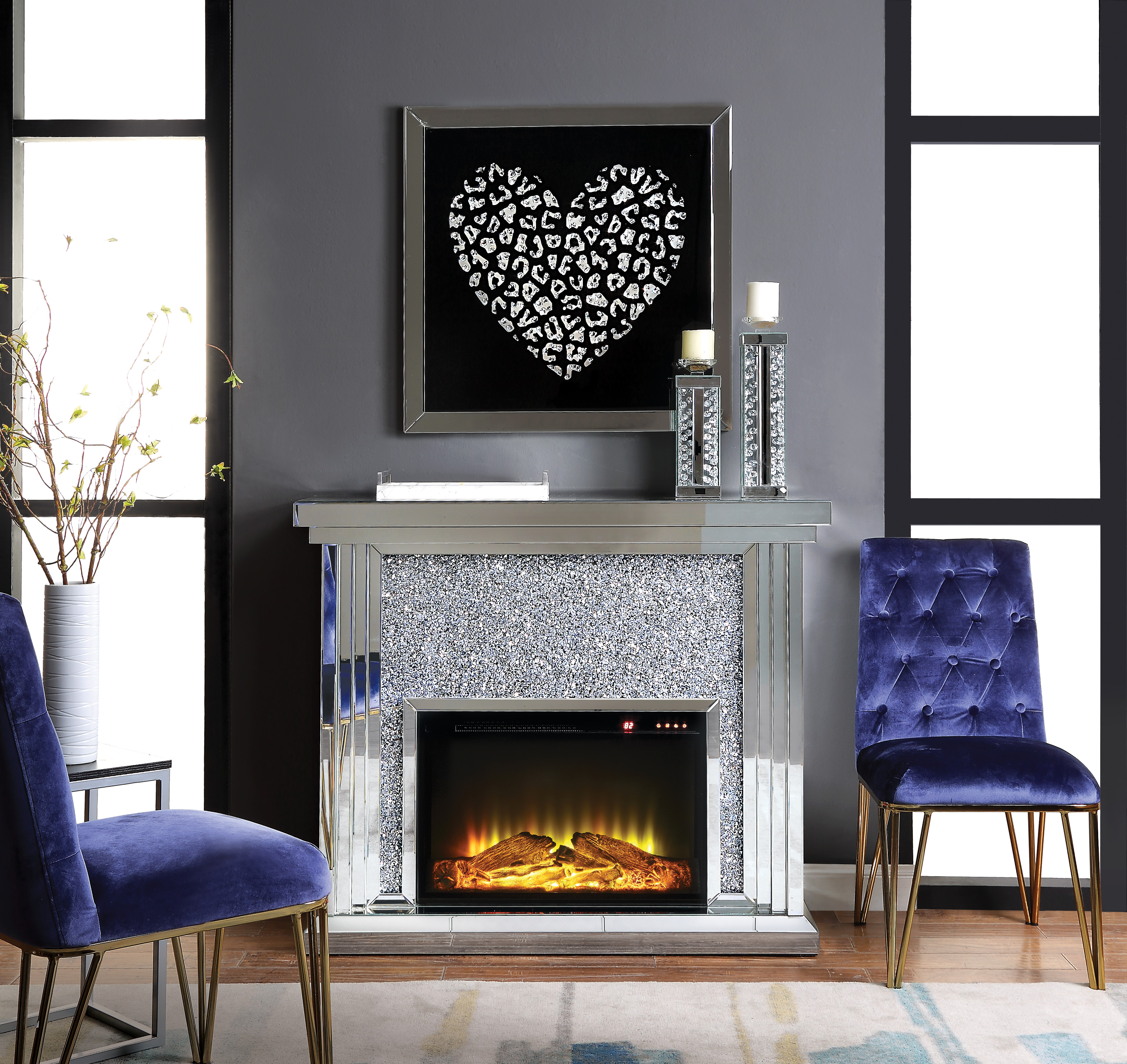 Noralie Foyer Miroir Diamants Faux Sans Pile