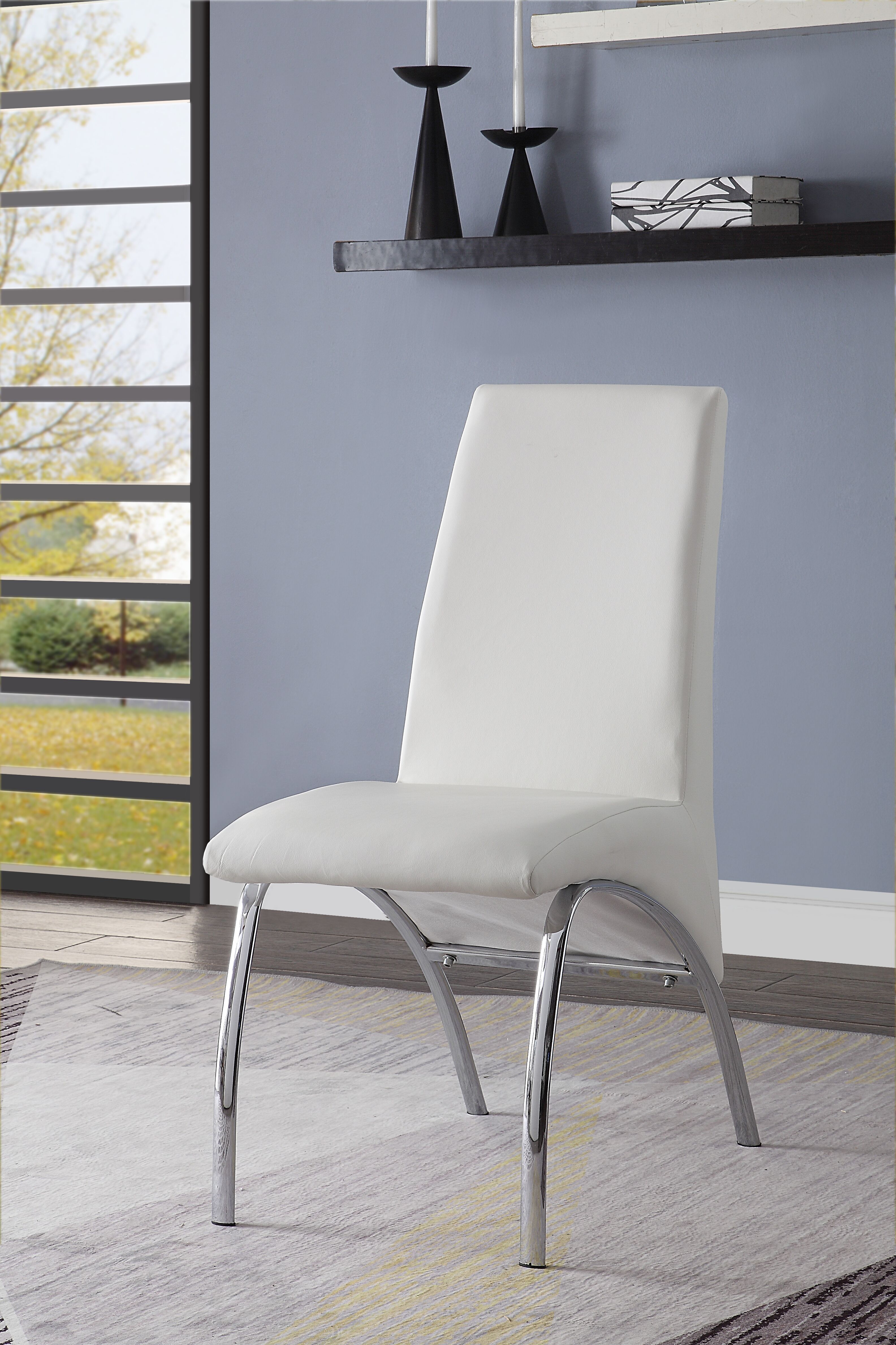 Pervis Chaise côté cuir synthétique chrome, 2 pièces