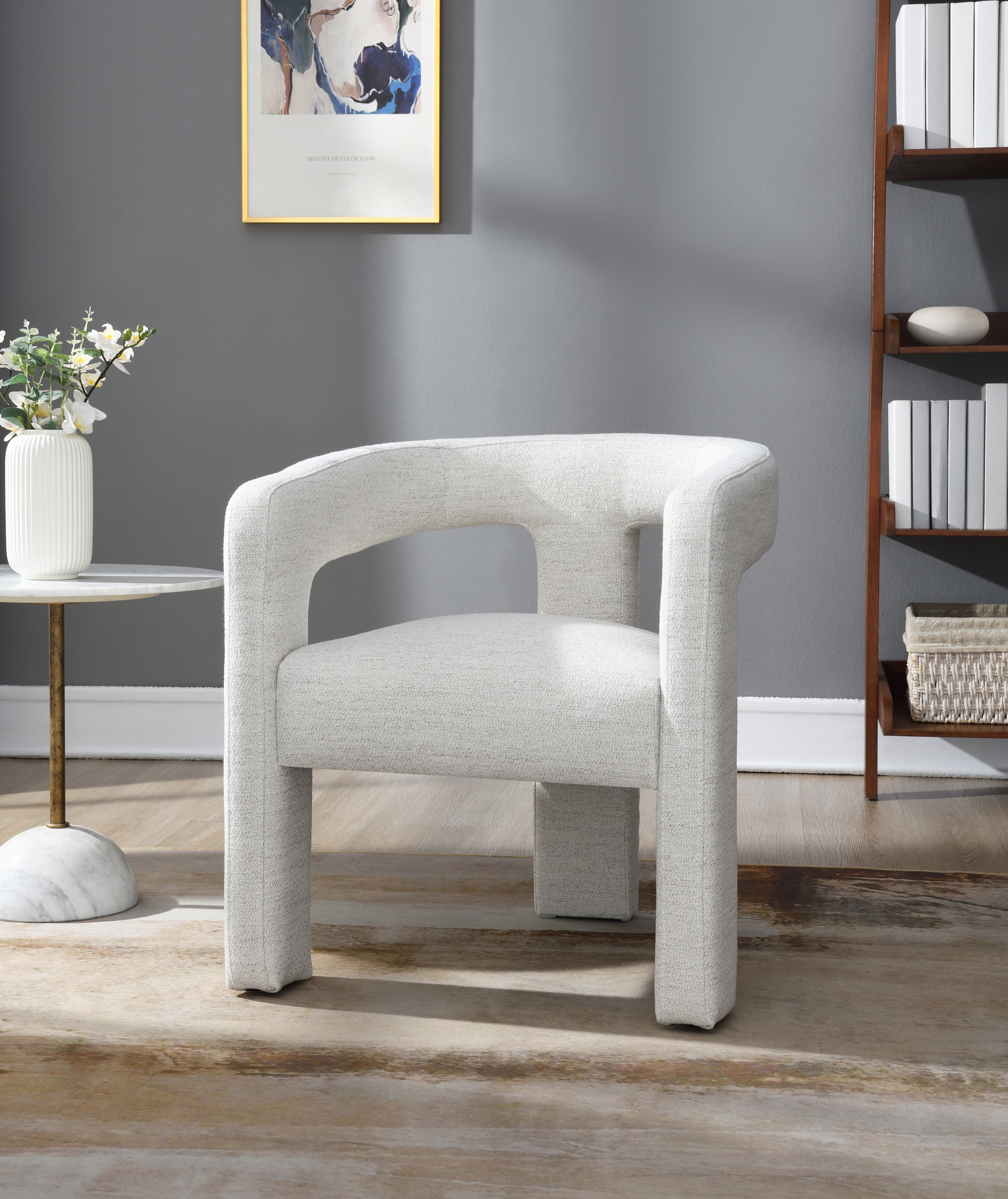 Fauteuil Lomas beige bouclé, ensemble 2