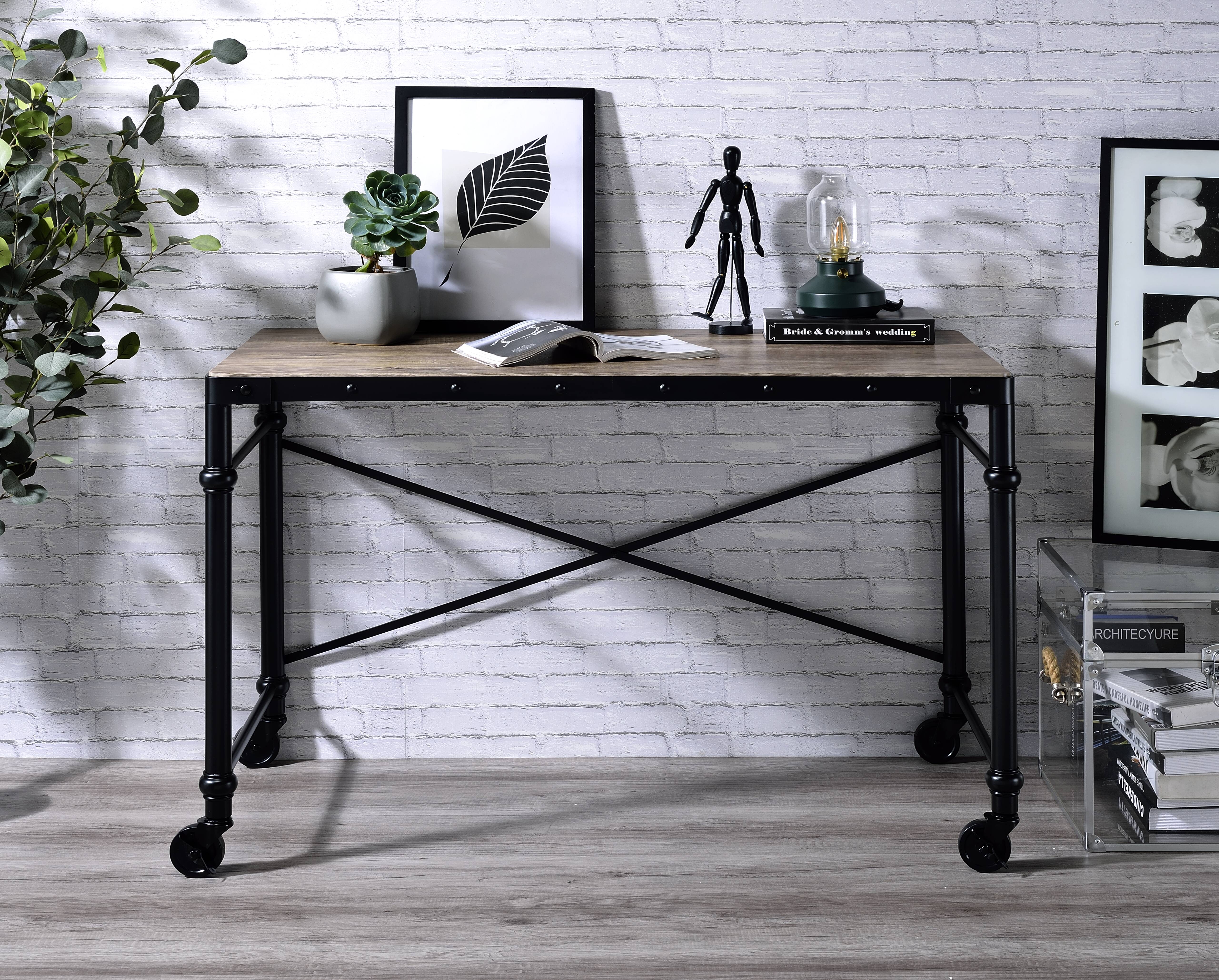 Oklarth Bureau chêne rustique et noir