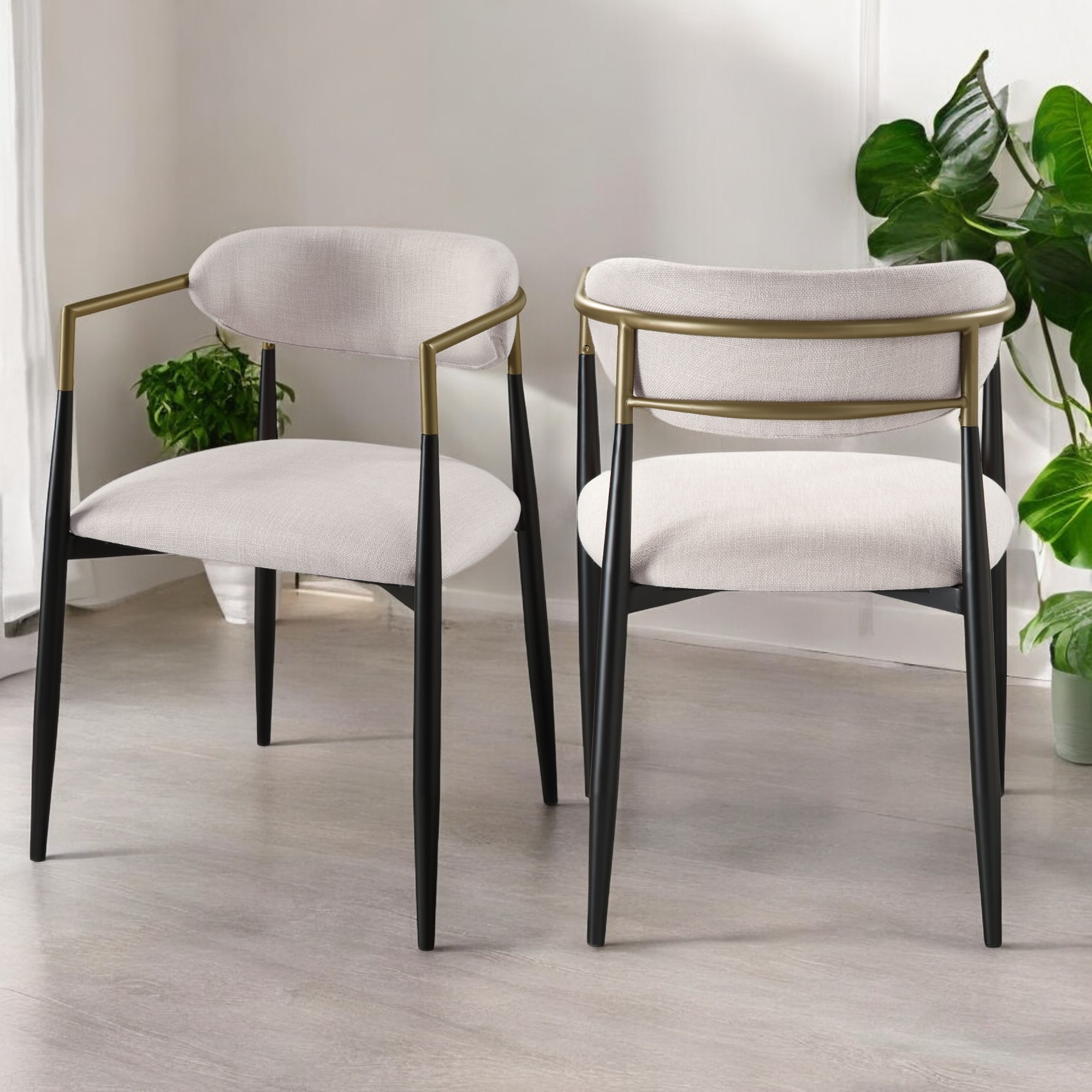 Ensemble 2 chaises Jaramillo lin beige, fini noir