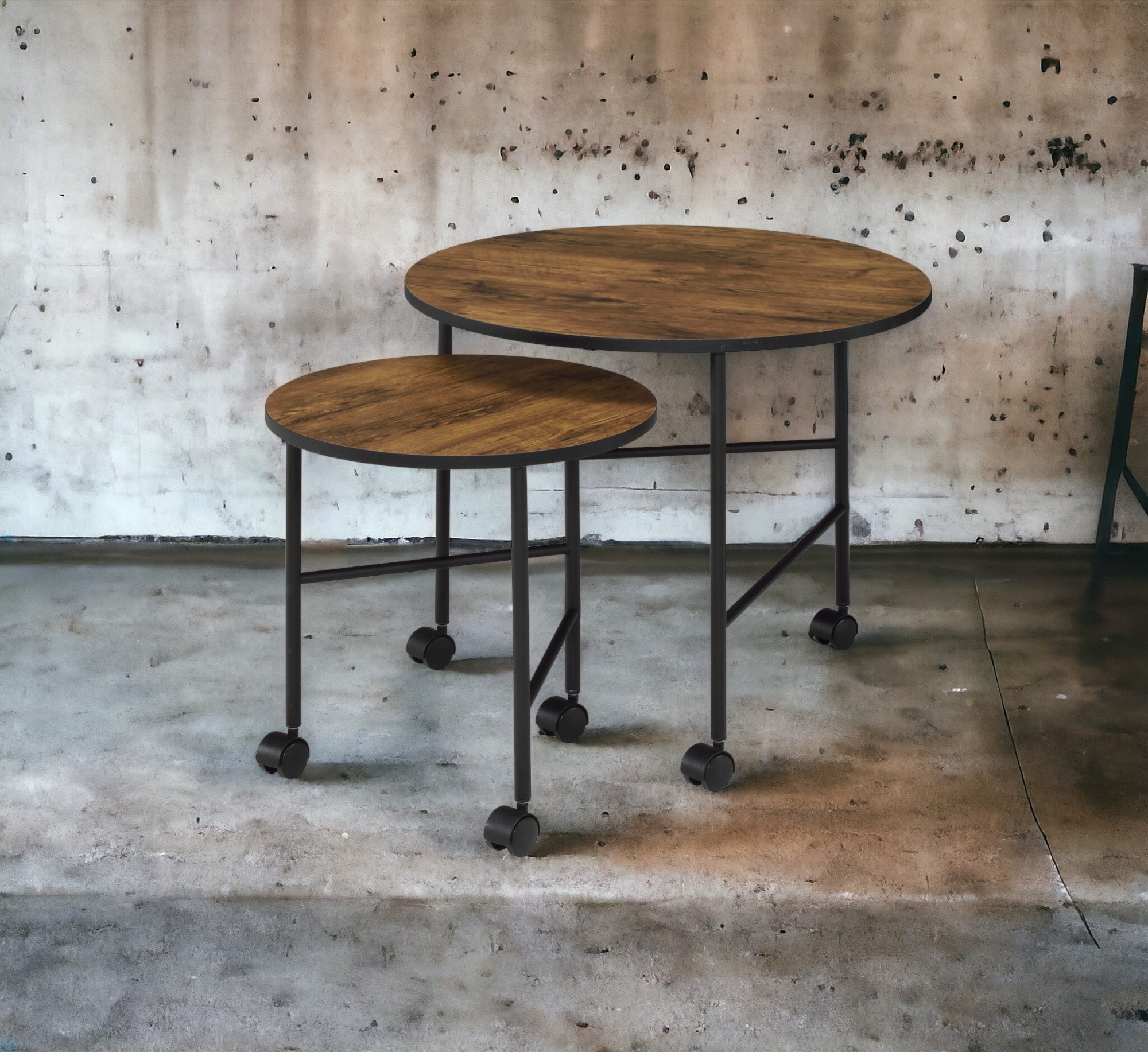 Ensemble tables gigognes Oblis finition chêne vintage