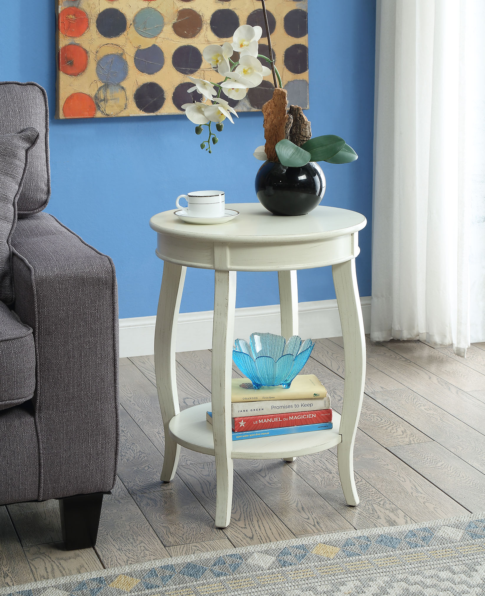Table d'appoint Aberta fini blanc antique