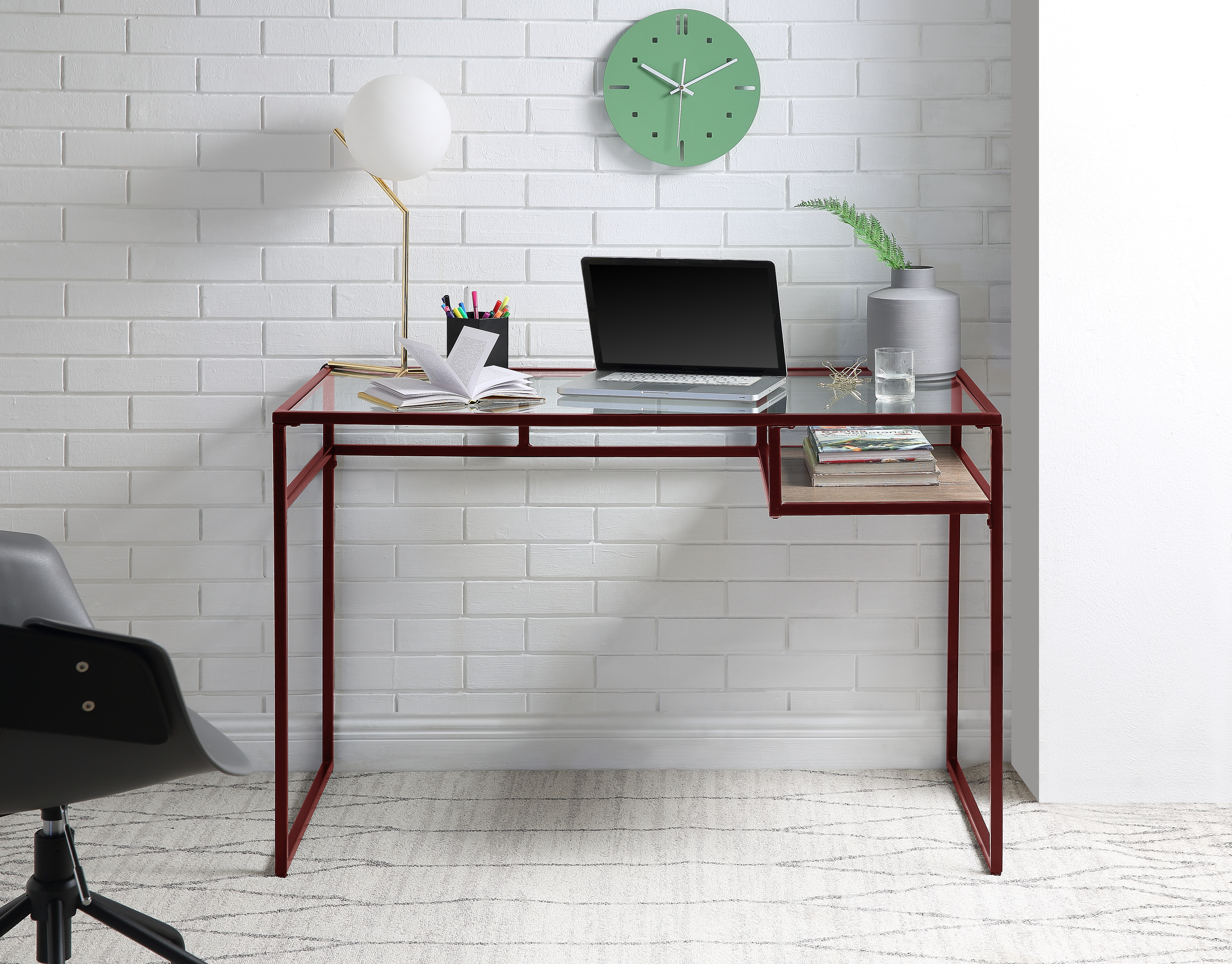 Bureau Yasin Verre & Fini Rouge