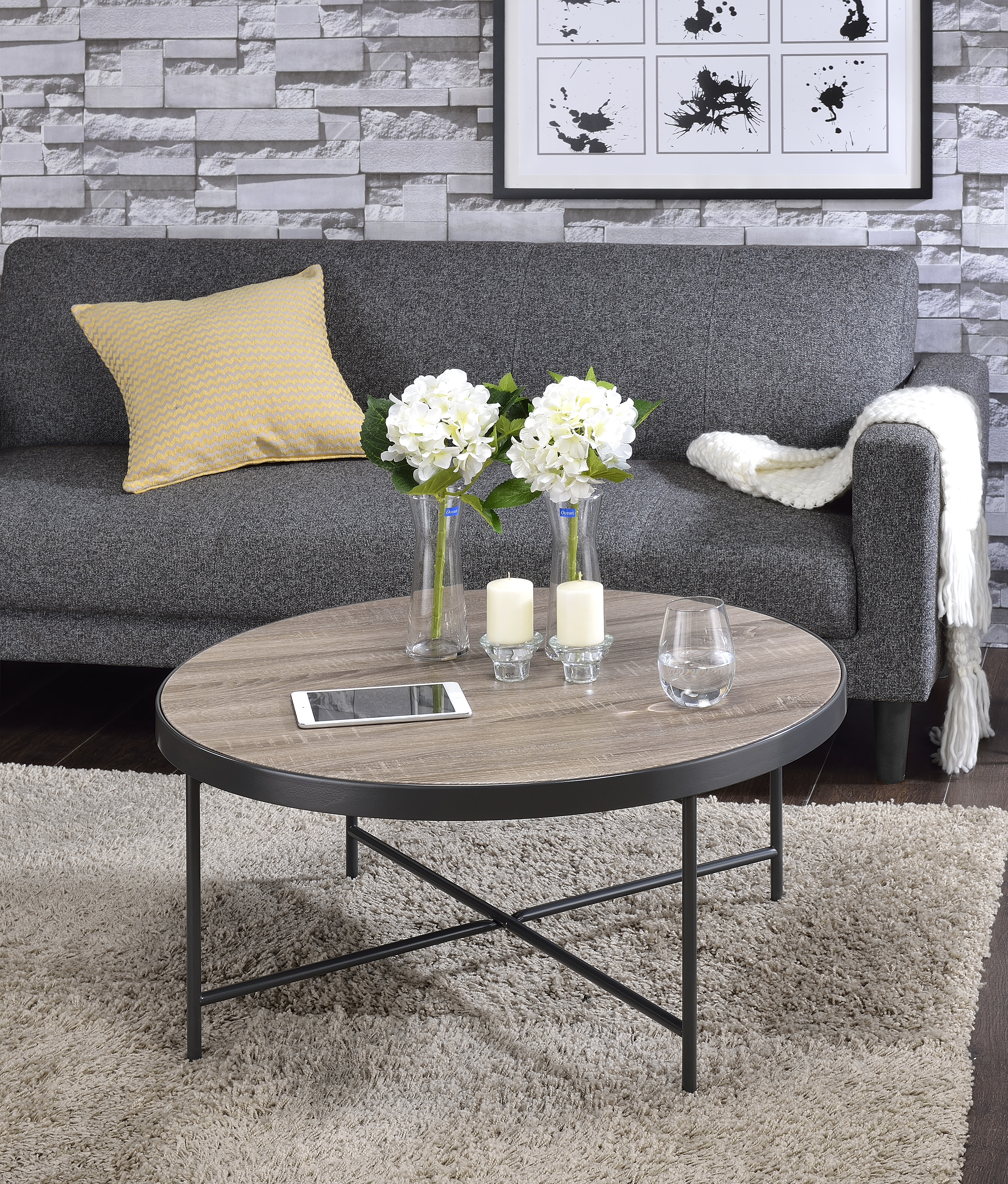 Bage Table basse chêne gris métal