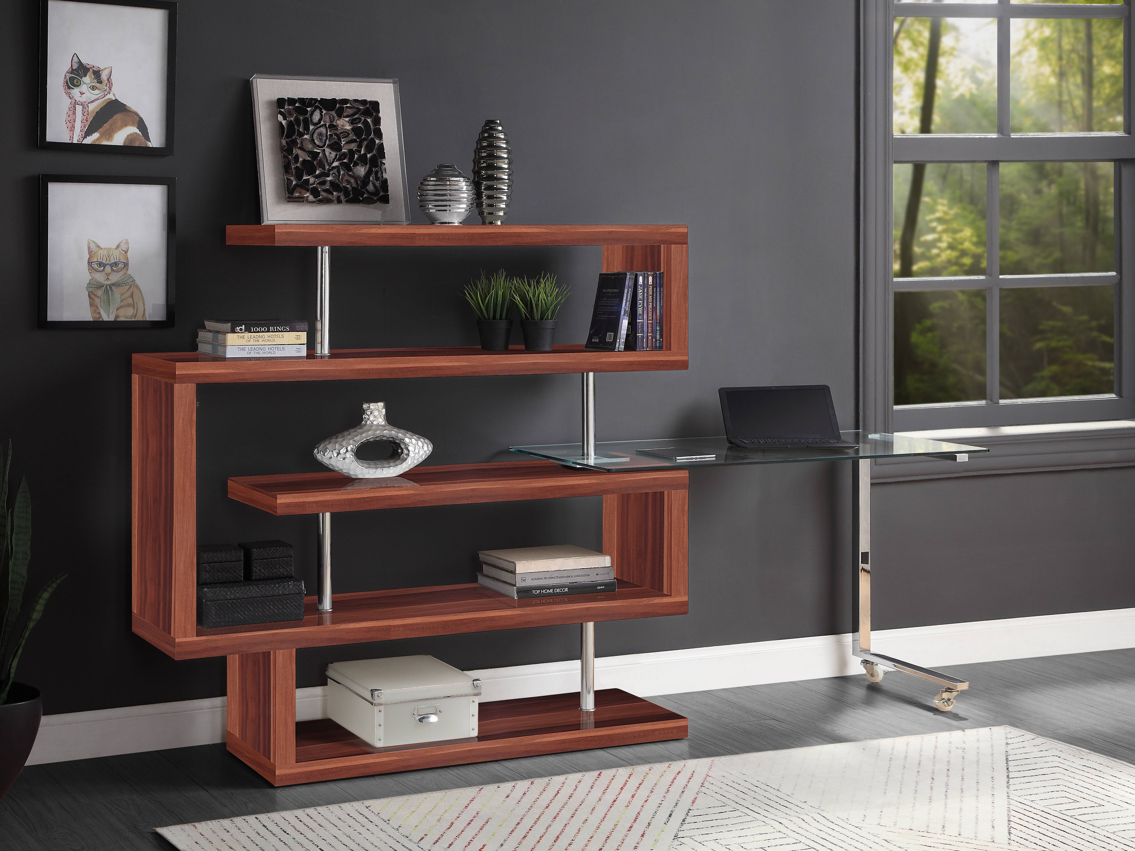 Bureau Buck II verre clair chrome brillant