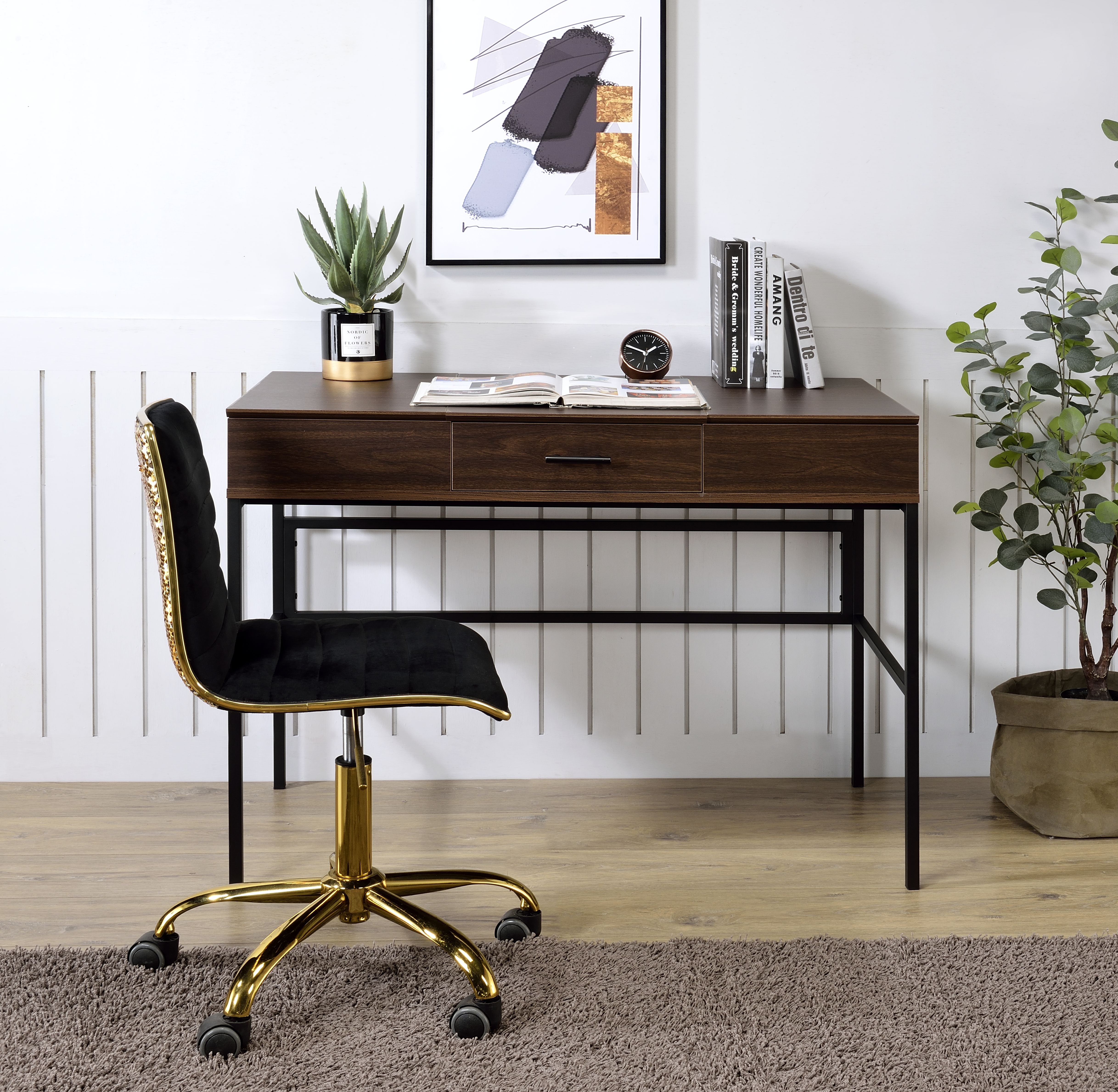 Bureau Verster chêne/noir, avec USB