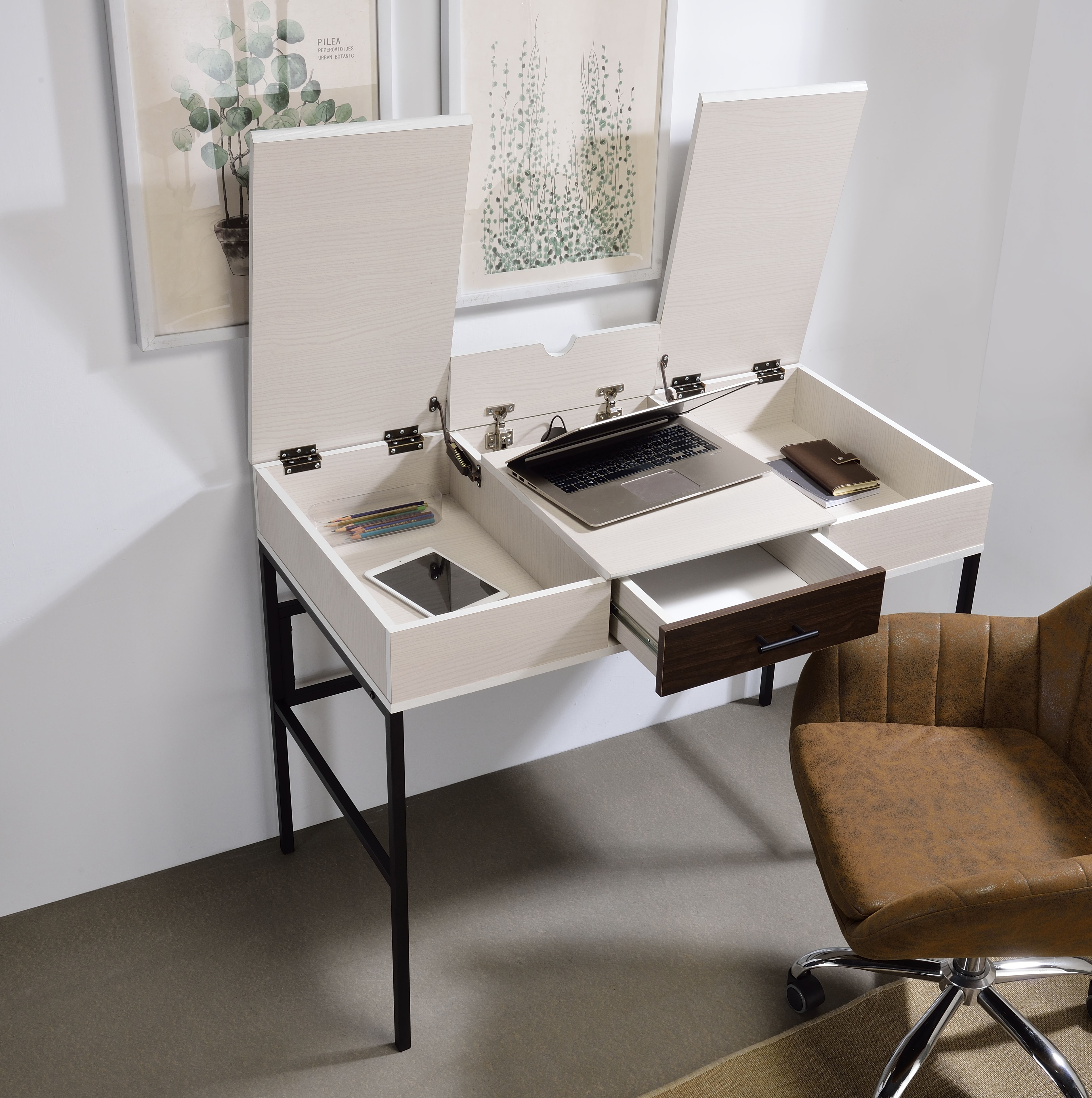 Verster Bureau noyer/noir avec USB