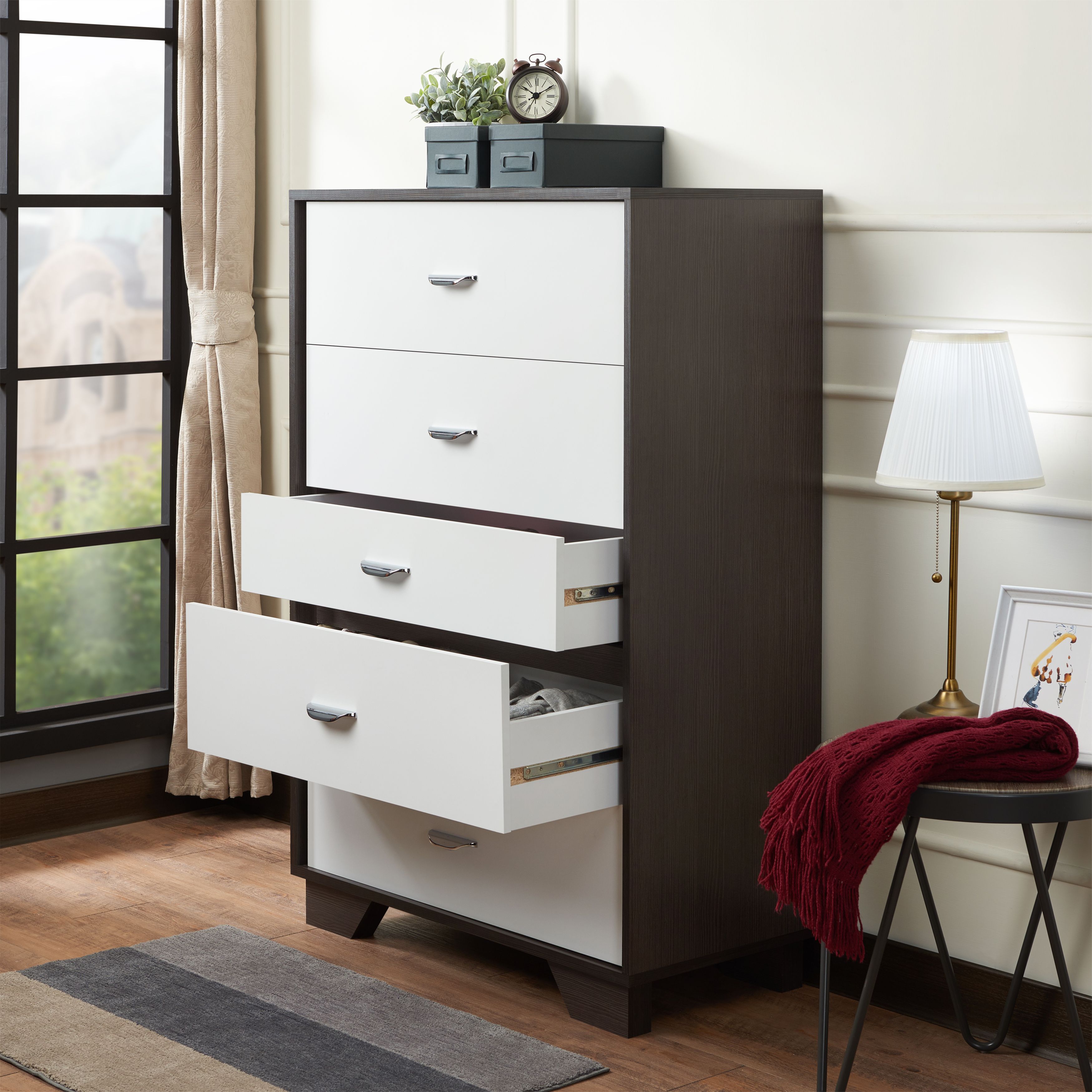 Eloy commode blanc finition expresso