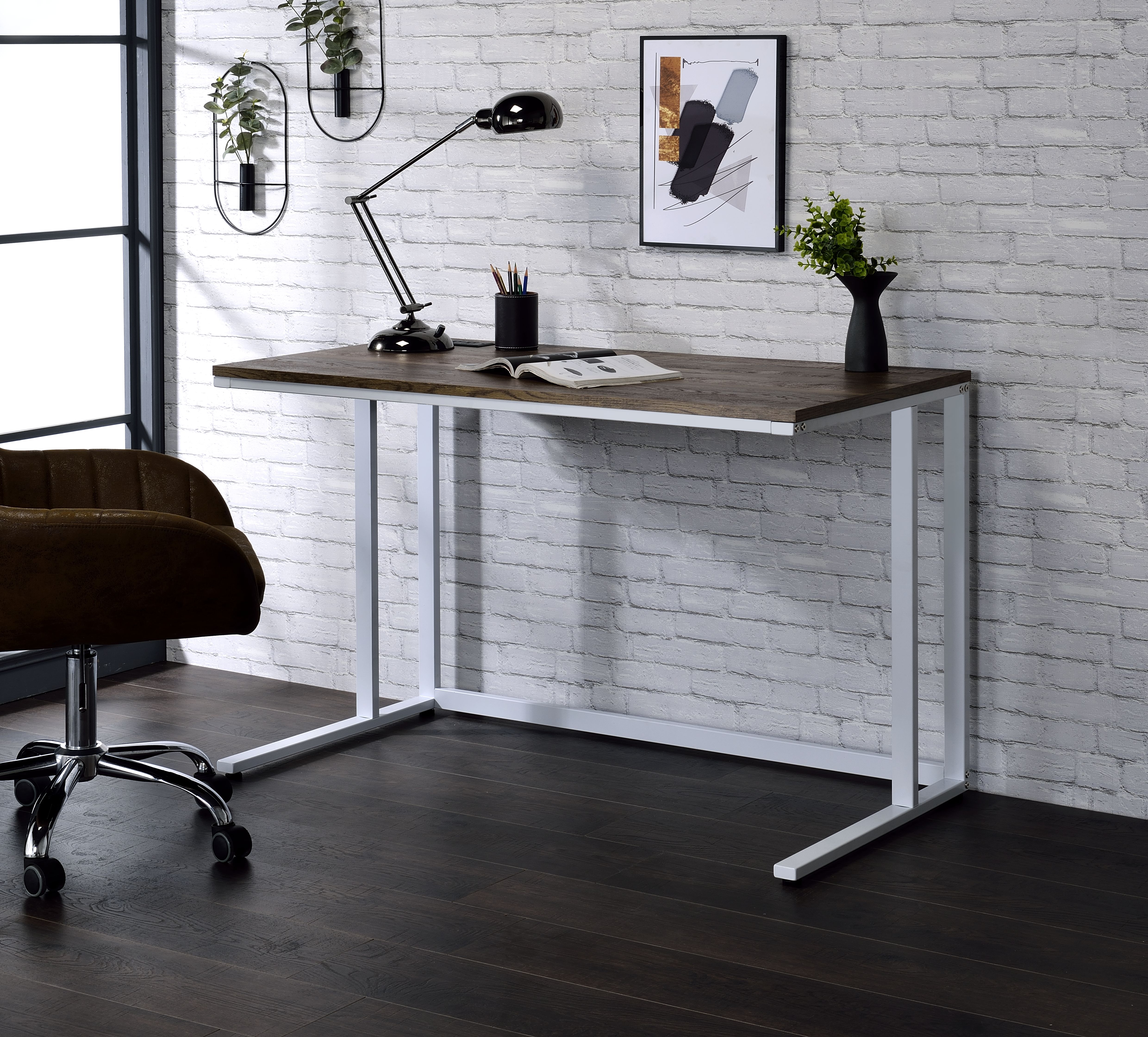 Bureau Tyrese noyer blanc USB