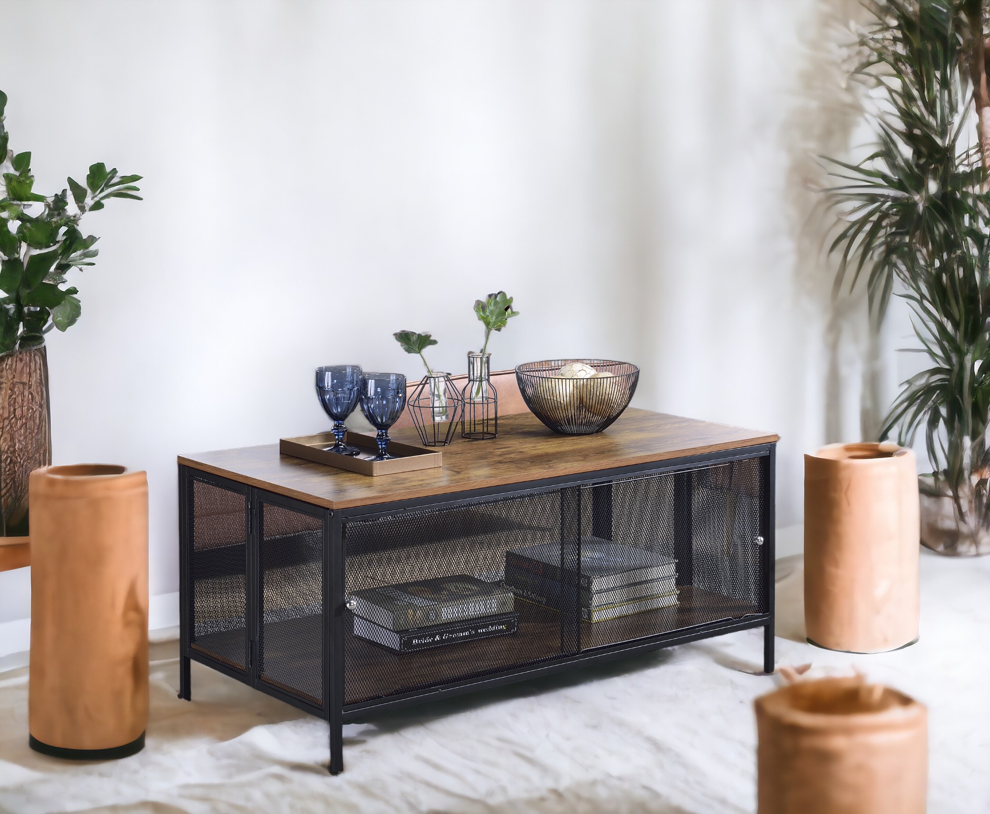 Table basse Winam chêne antique et noir