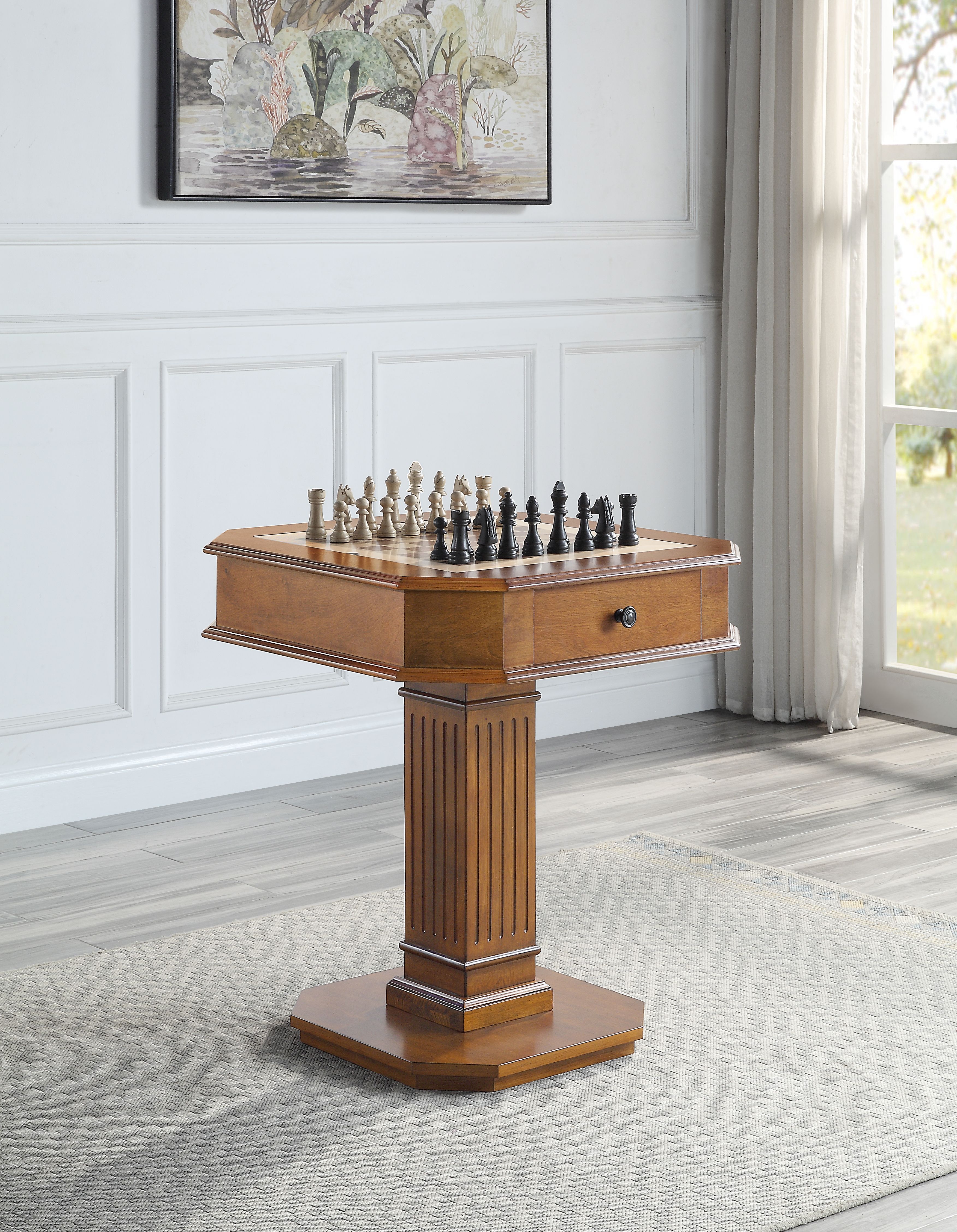 Table de jeu Galini, finition noyer