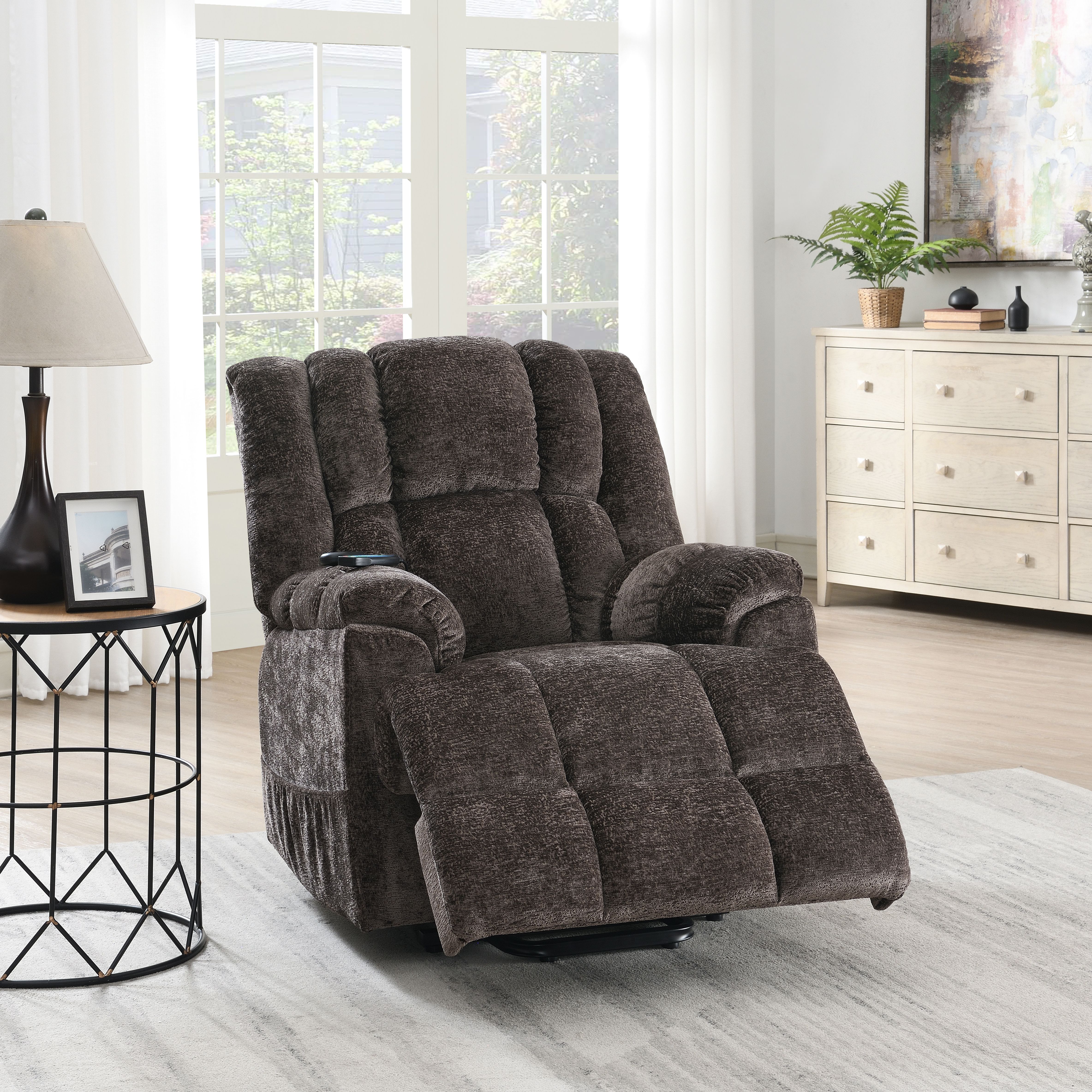 Fauteuil inclinable Pacay brun, massage et chauffage