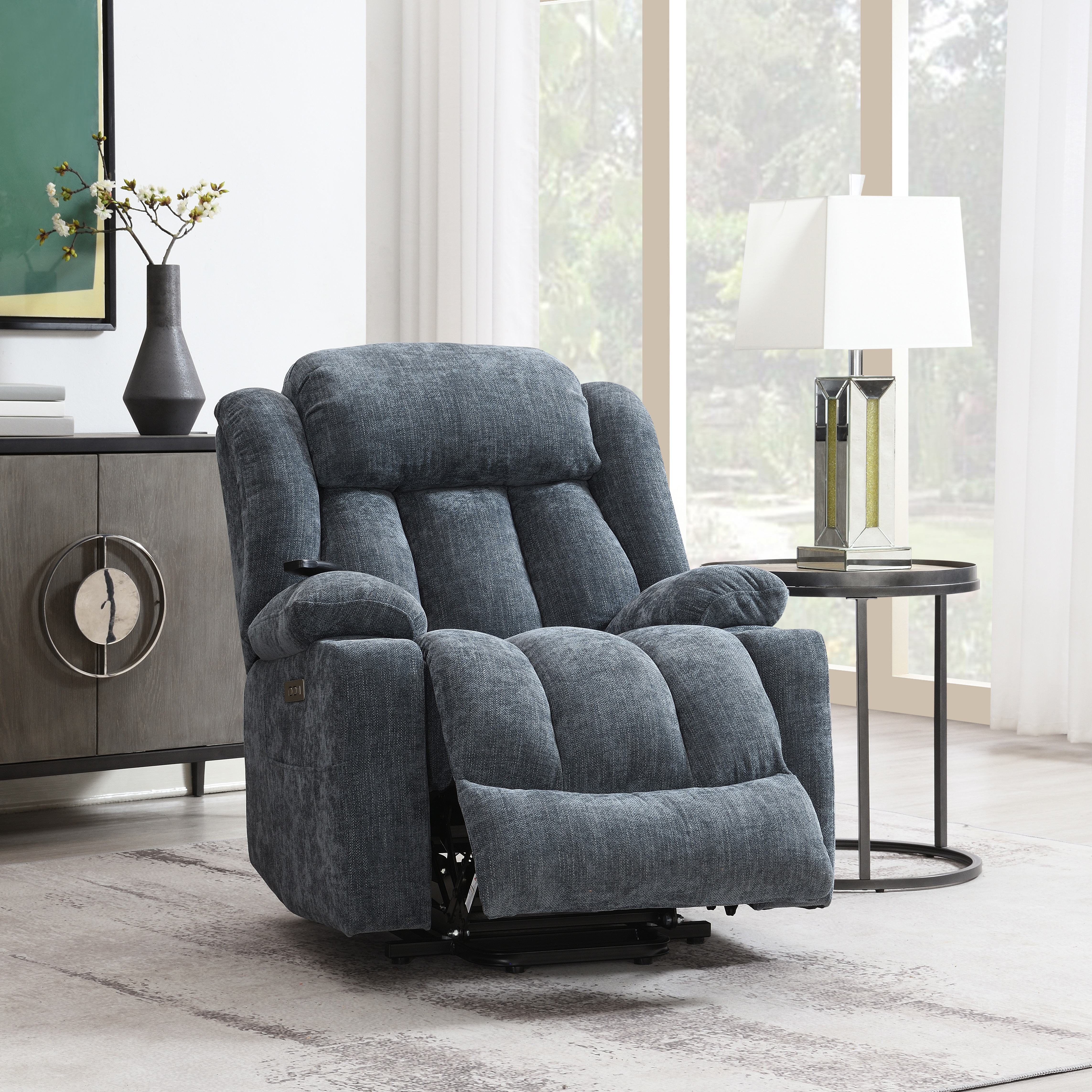 Omarion Fauteuil inclinable bleu massage/chauffage