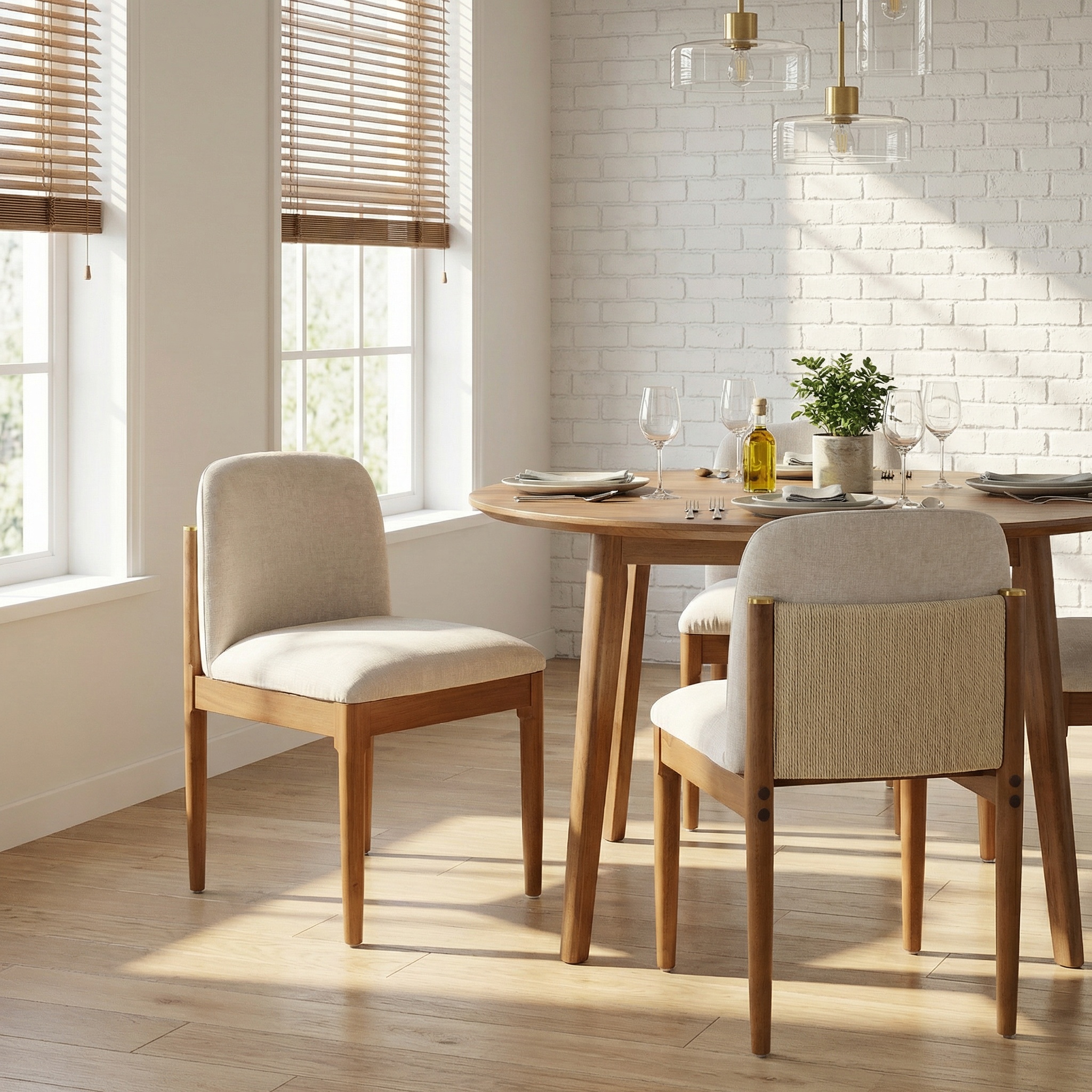 Chaise repas rope bois 2pc walnut ensemble