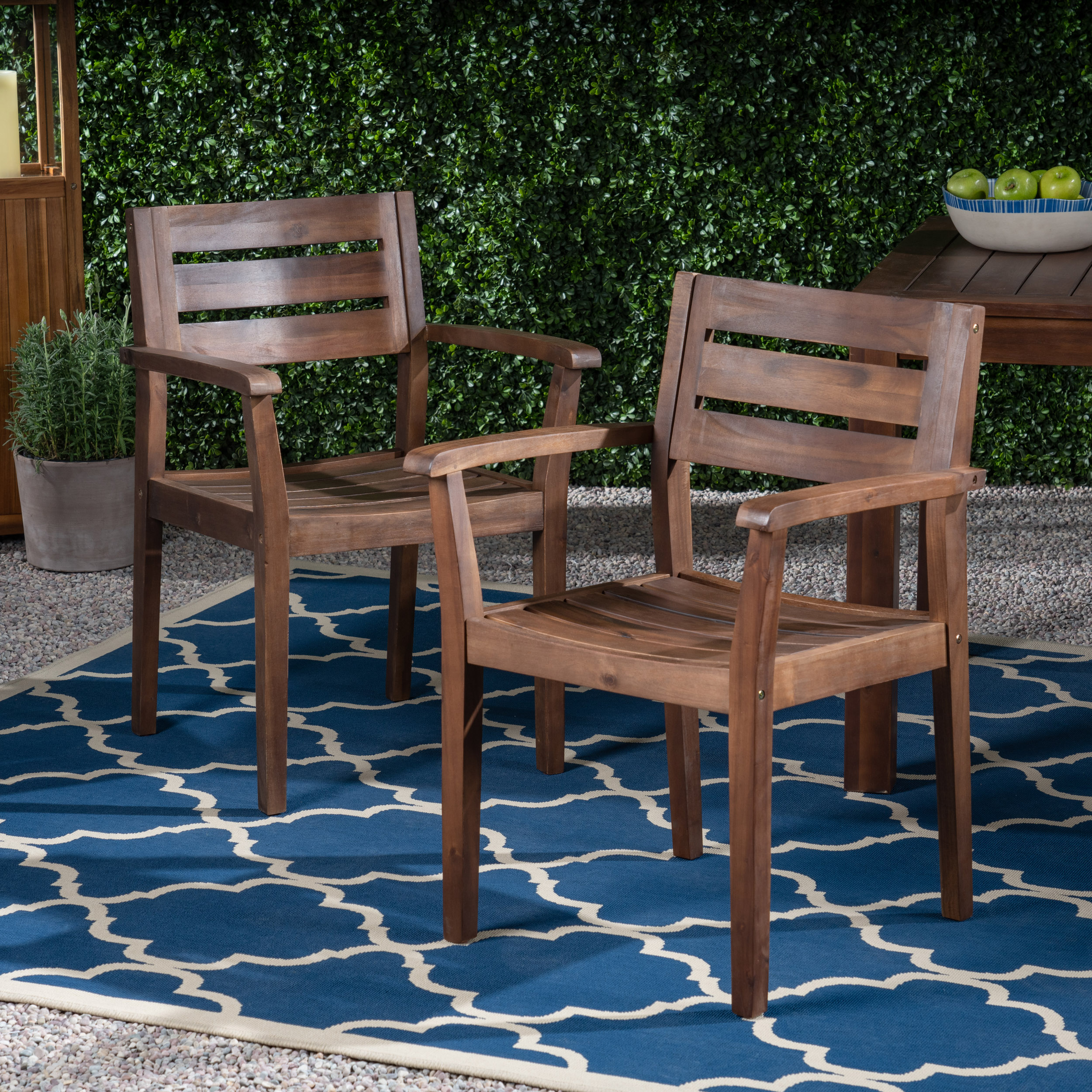 STAMFORD Chaises patio acacia 2 po brun foncé