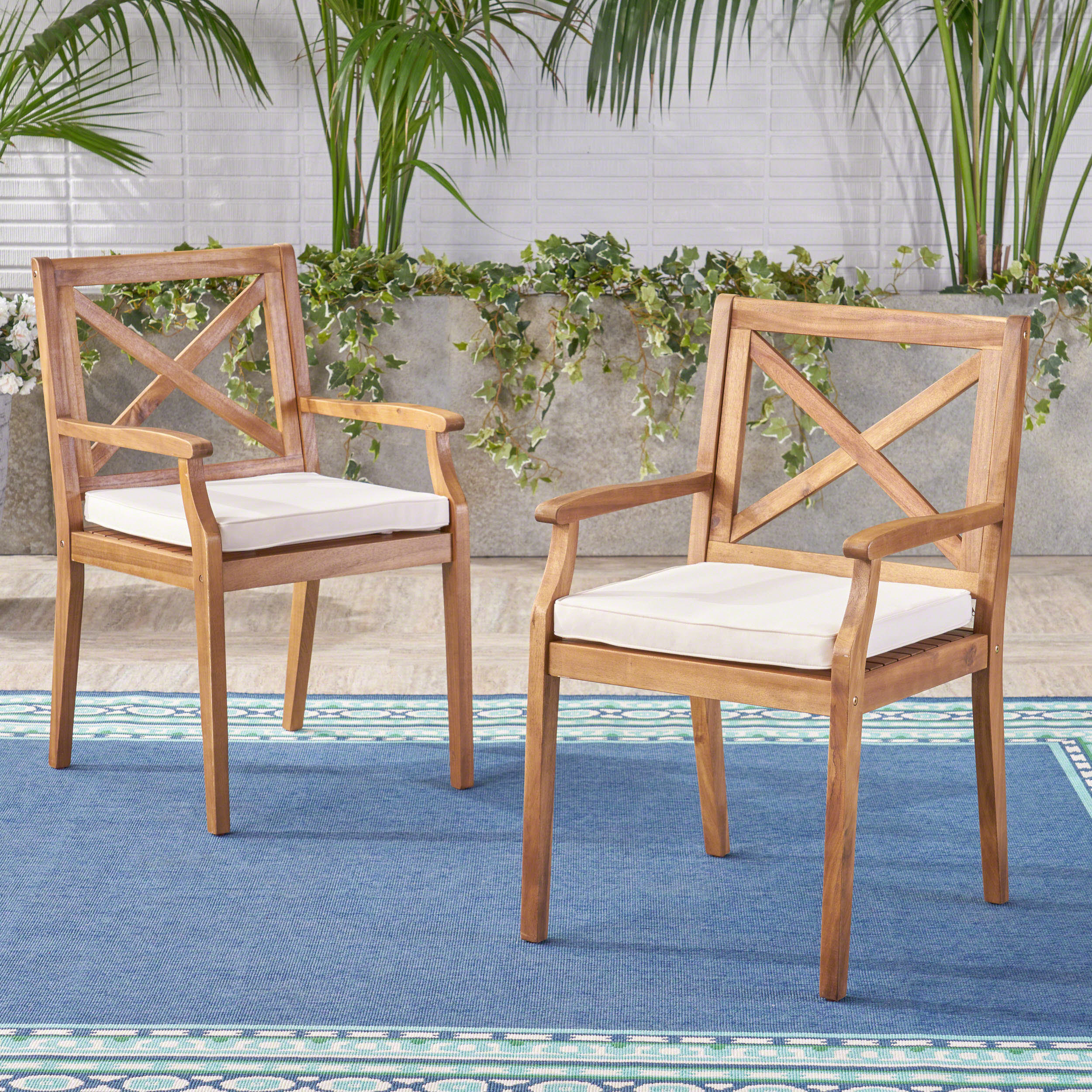 PERLA Chaise din. 2pcs, coussins crème