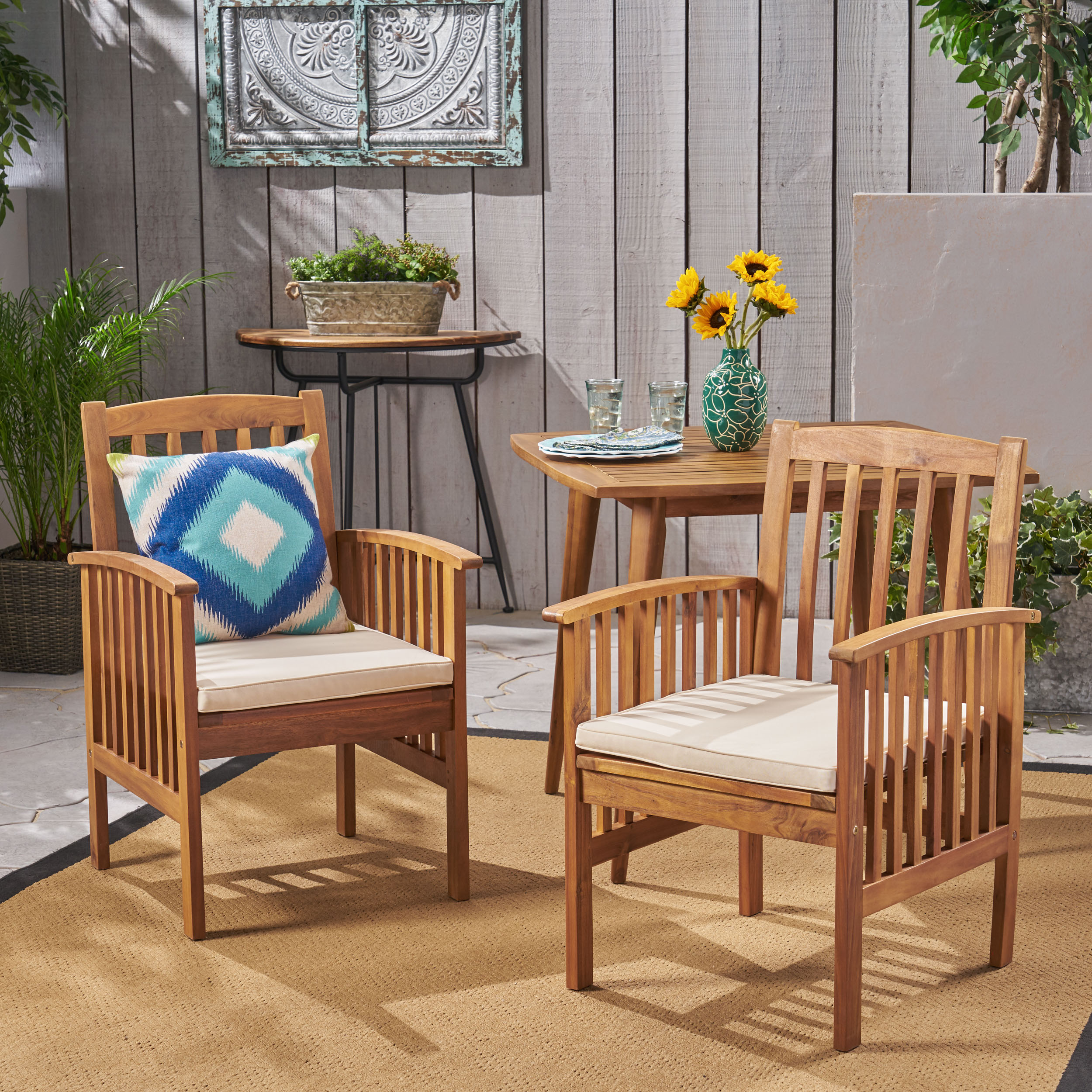 CASA ACACIA chaise salle 2 pcs coussins