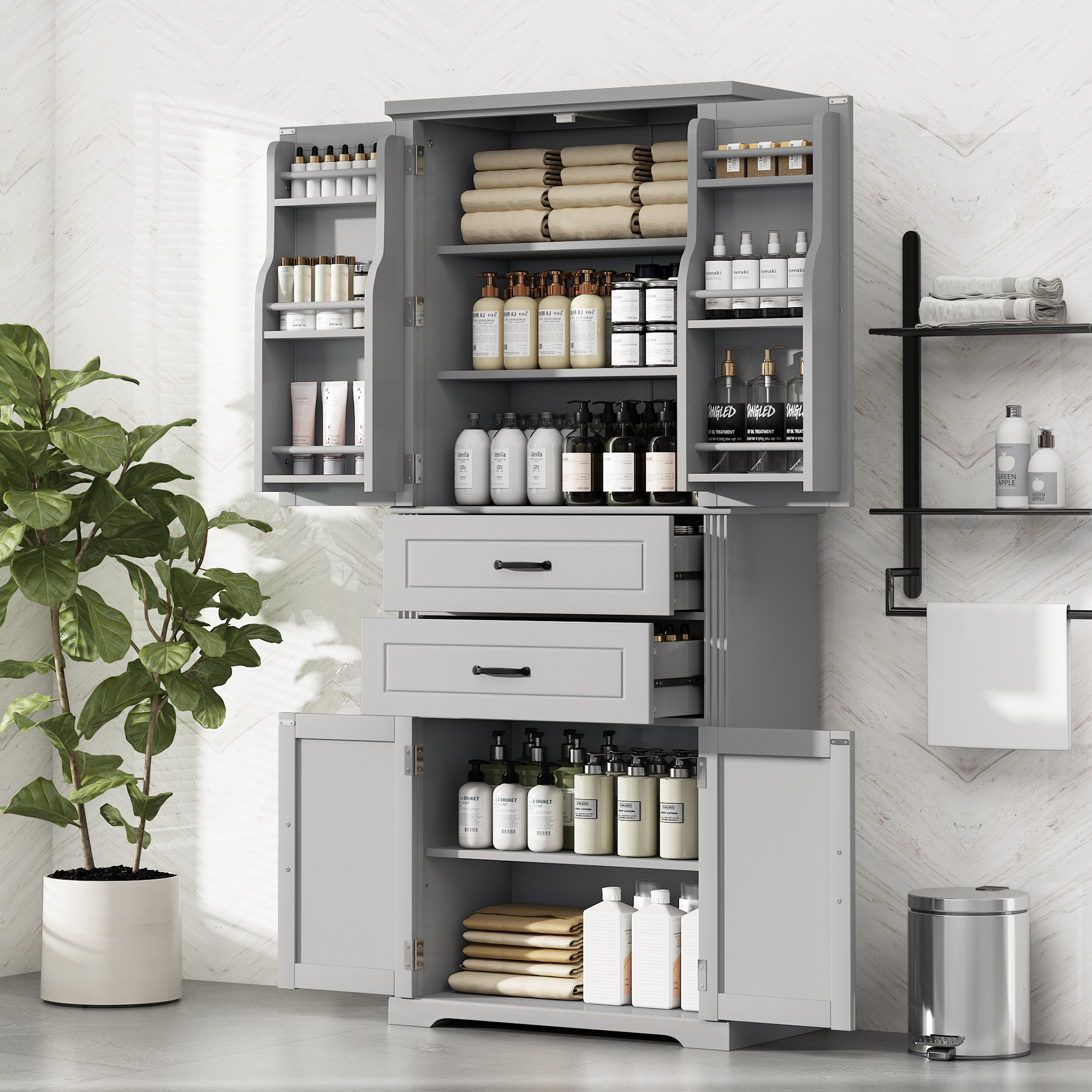 Armoire rangement vidéo multifonctionnelle 2 tiroirs gris N759P293426E