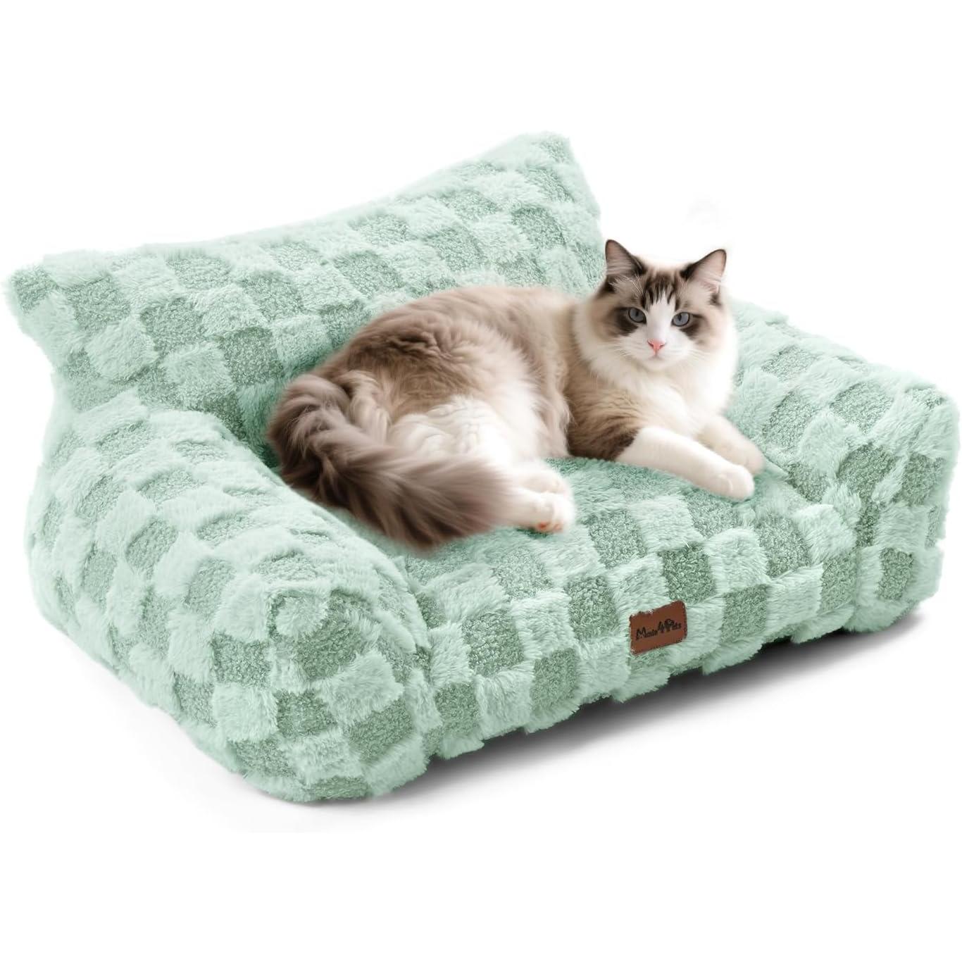 Made4Pets canapé animal vert sauge carreaux moyen
