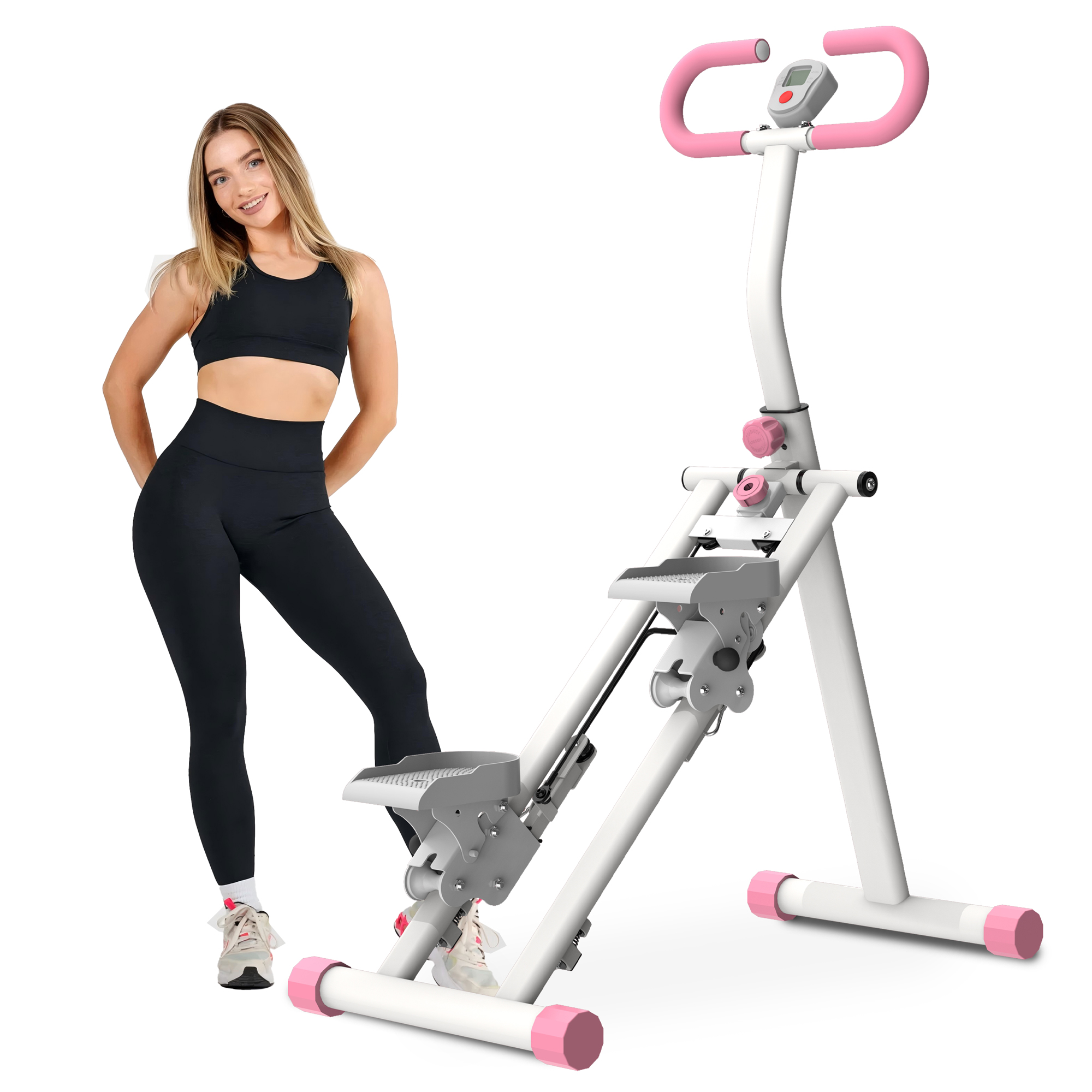 Escalier vertical rose, machine fitness corps entier, cadre stable
