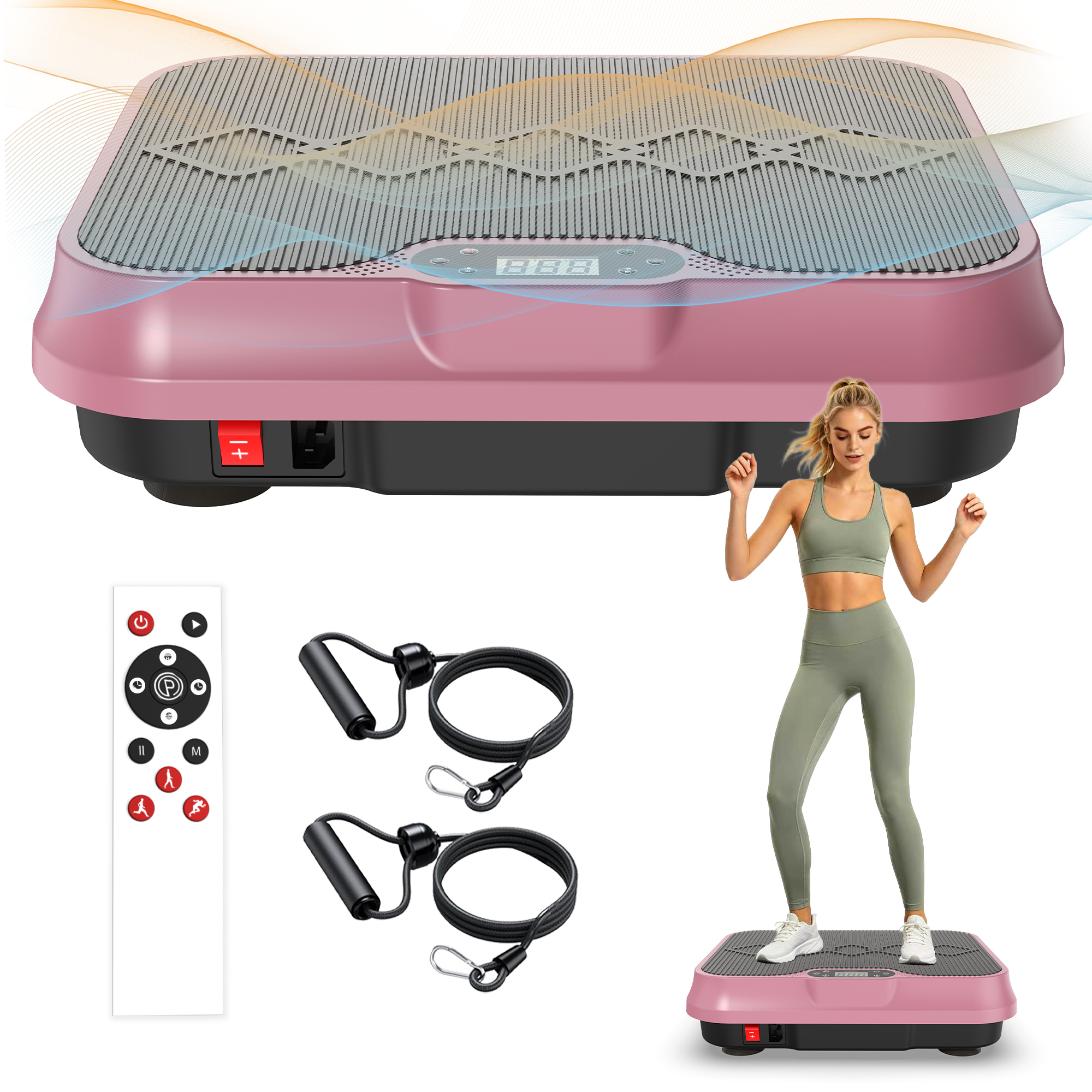 Plateforme vibration corps entier, bandes résistance, télécommande