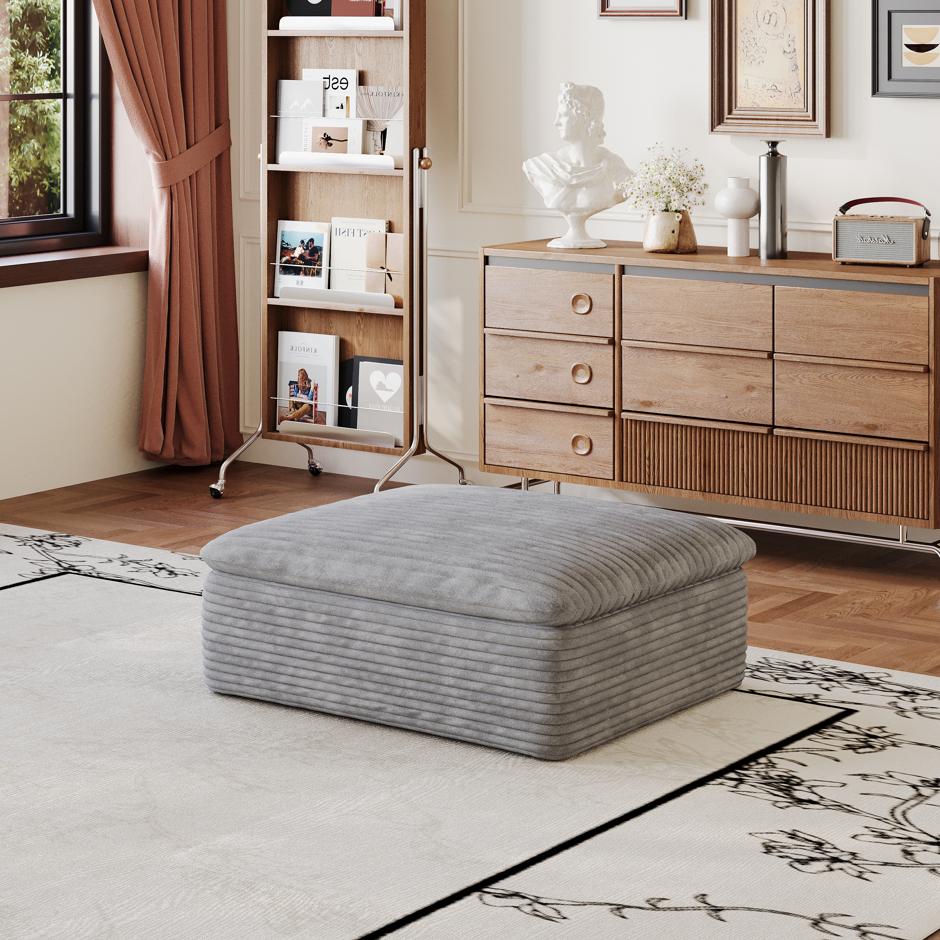 Ottoman gris 1 pièce