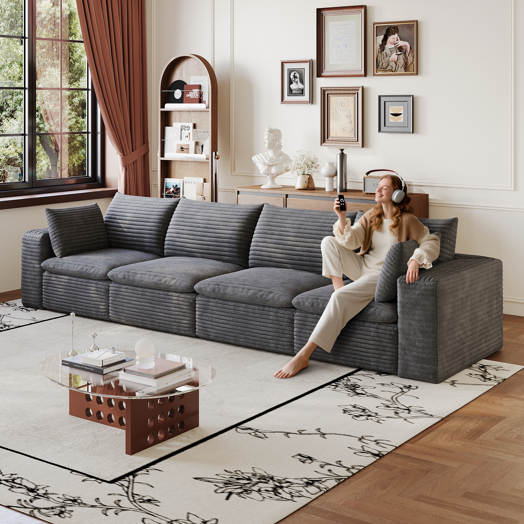 Canapé Cloud 134po corduroy gris foncé modulaire
