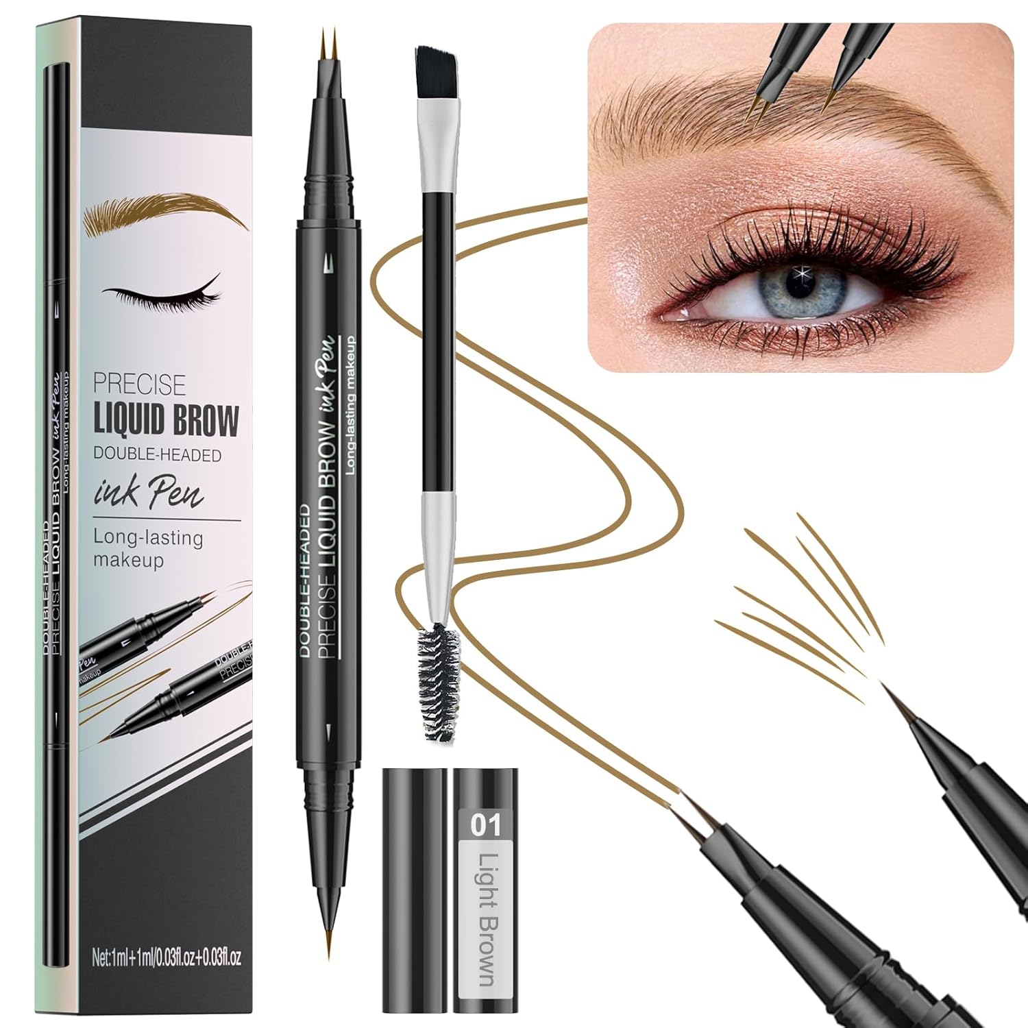 Crayon sourcil 2-en-1 microblading 2-pointe waterproof