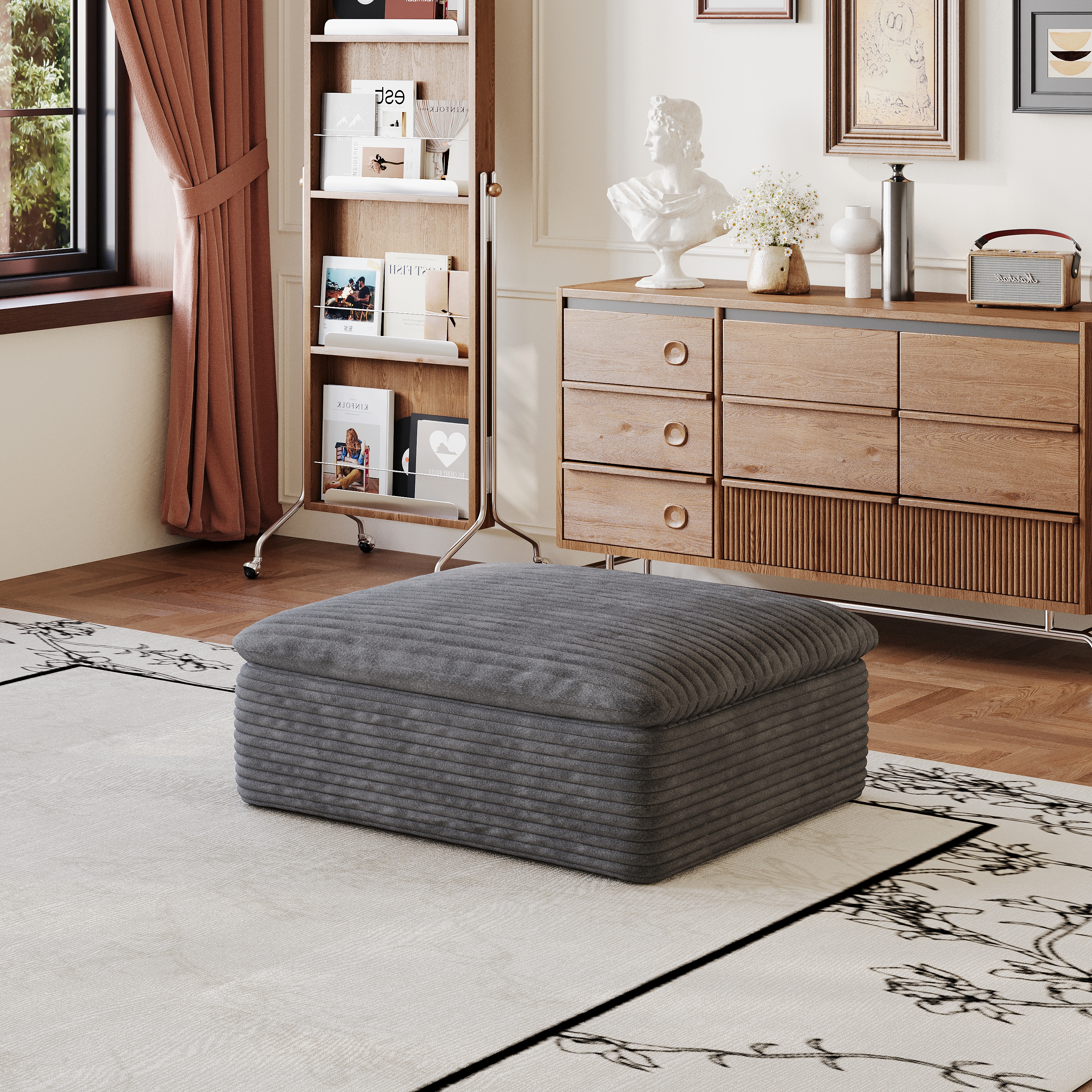 Ottoman 1 place gris foncé