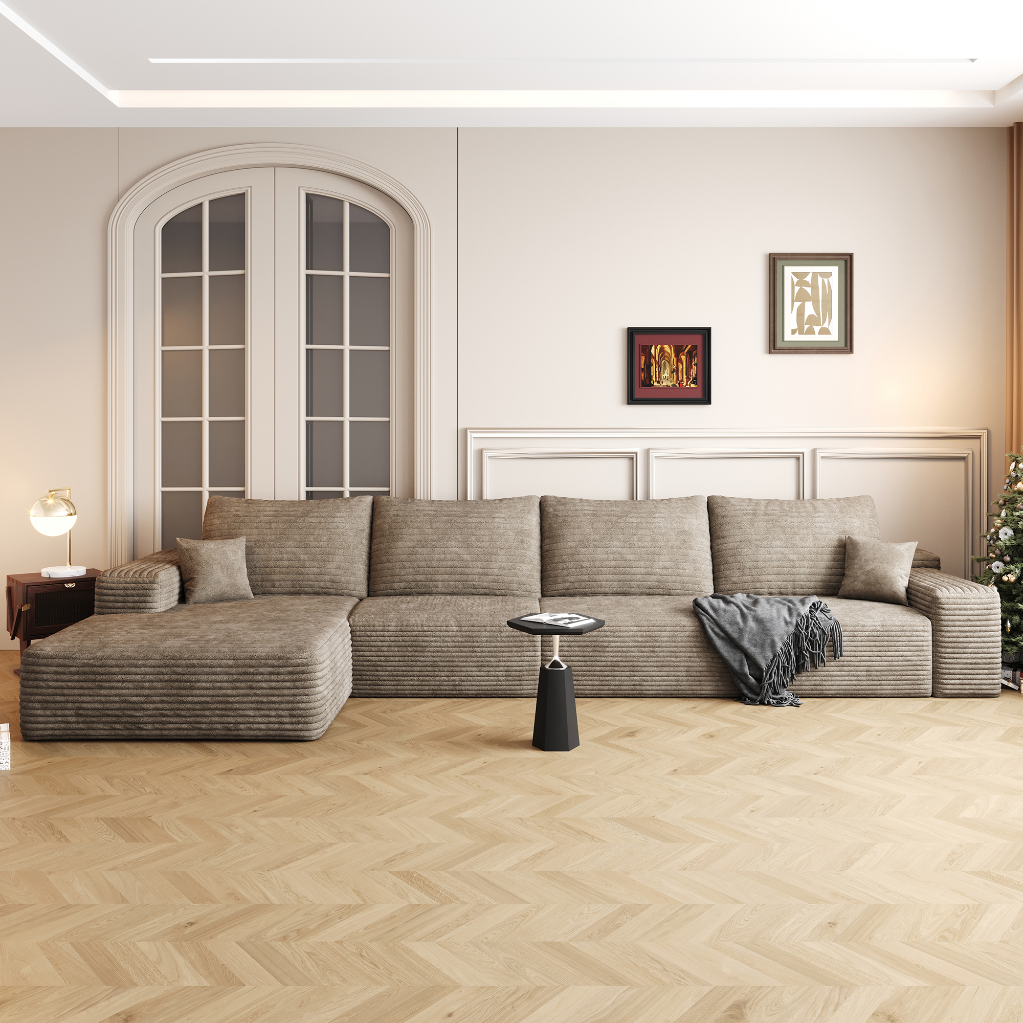 Sofa sectionnel 135" nuage, gris, sans assemblage