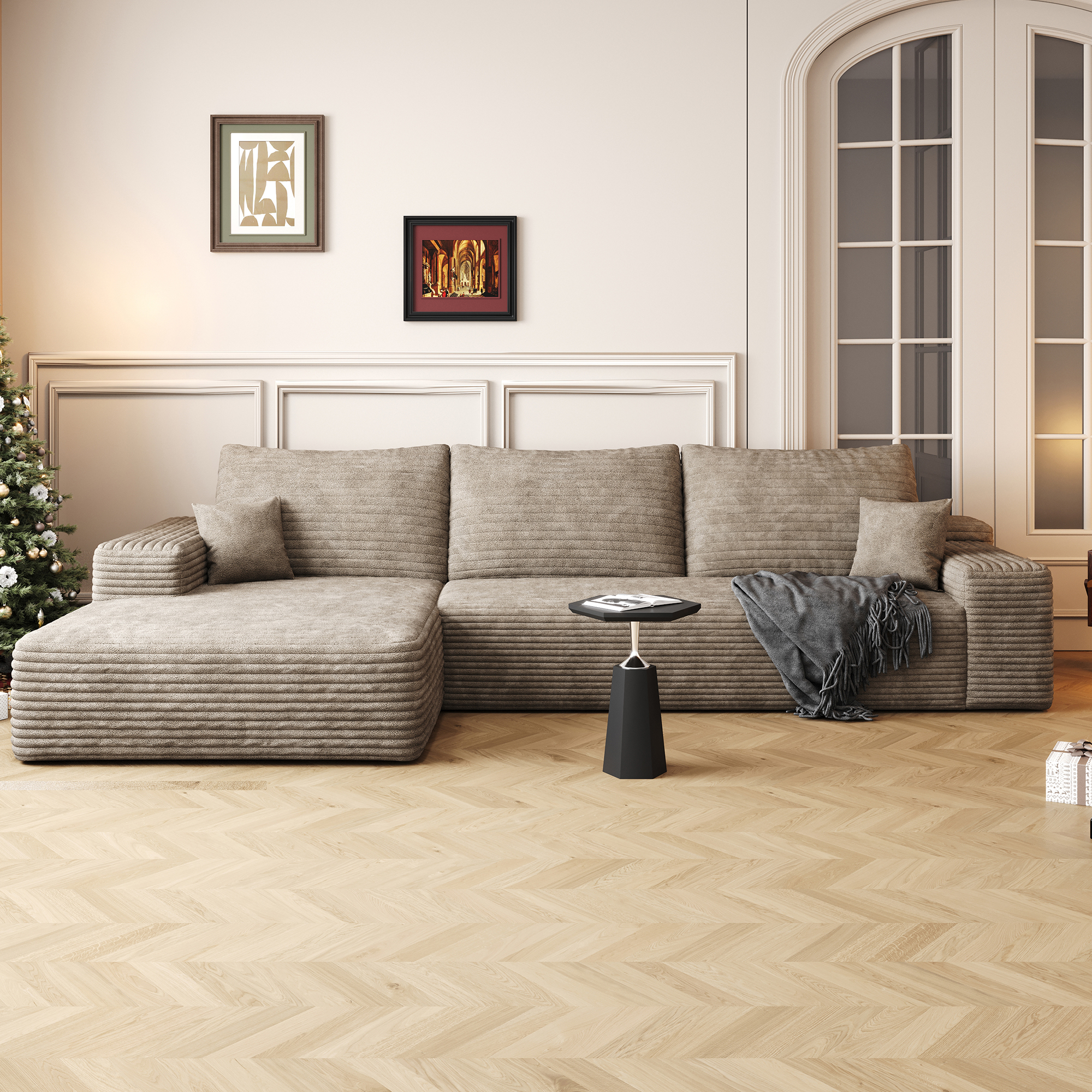 Canapé sectional nuage 107" L-shape corduroy profond