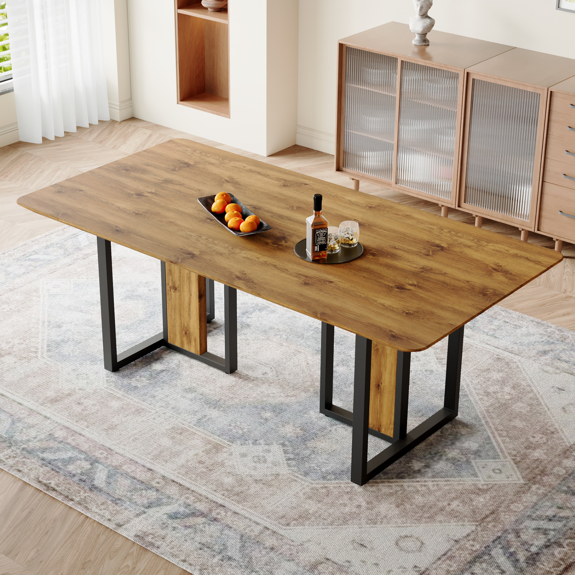 Table à manger rectangulaire 78.7x39.3x30" bois motifs