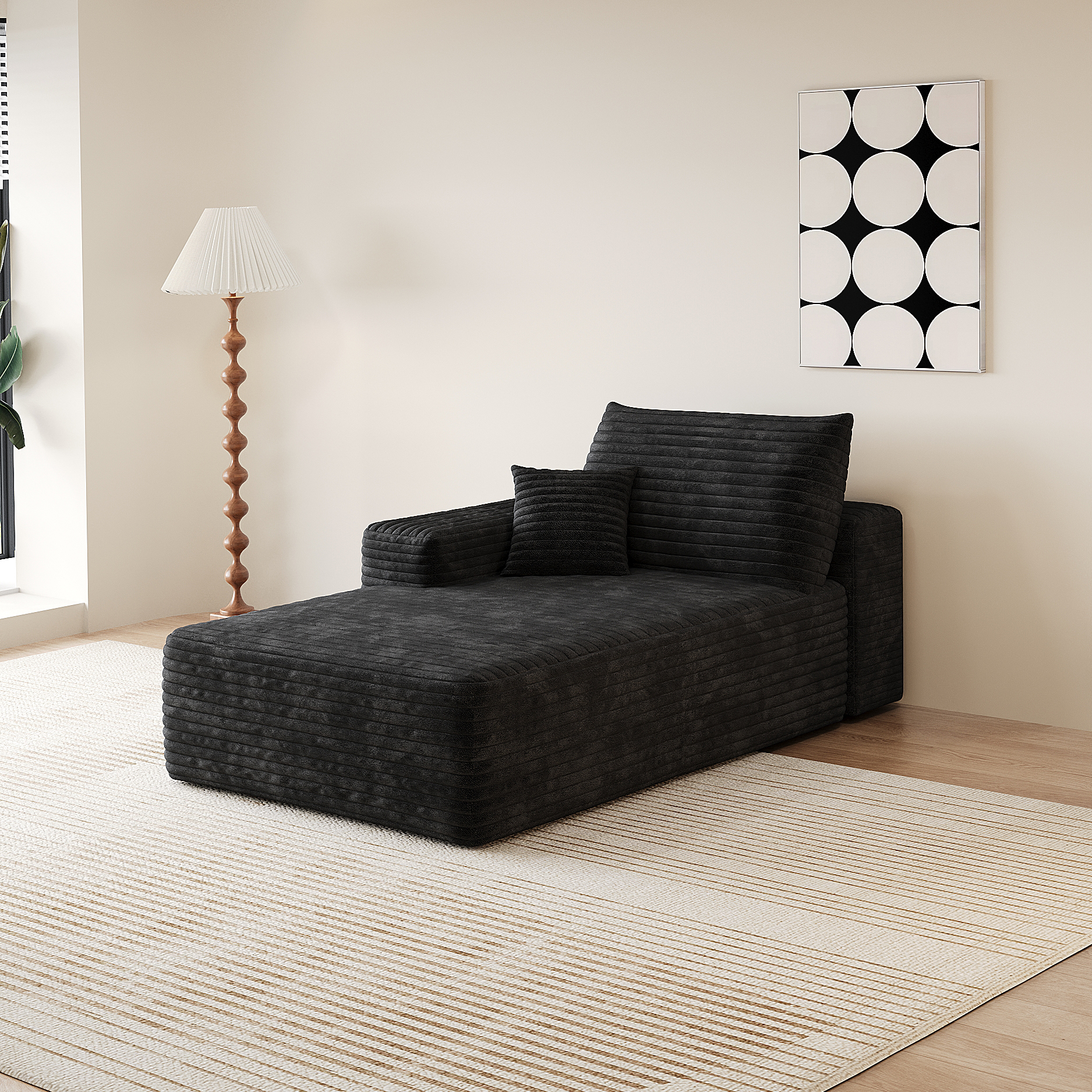 Y159-SOFA-LEFT-SLEEPER-BLACK