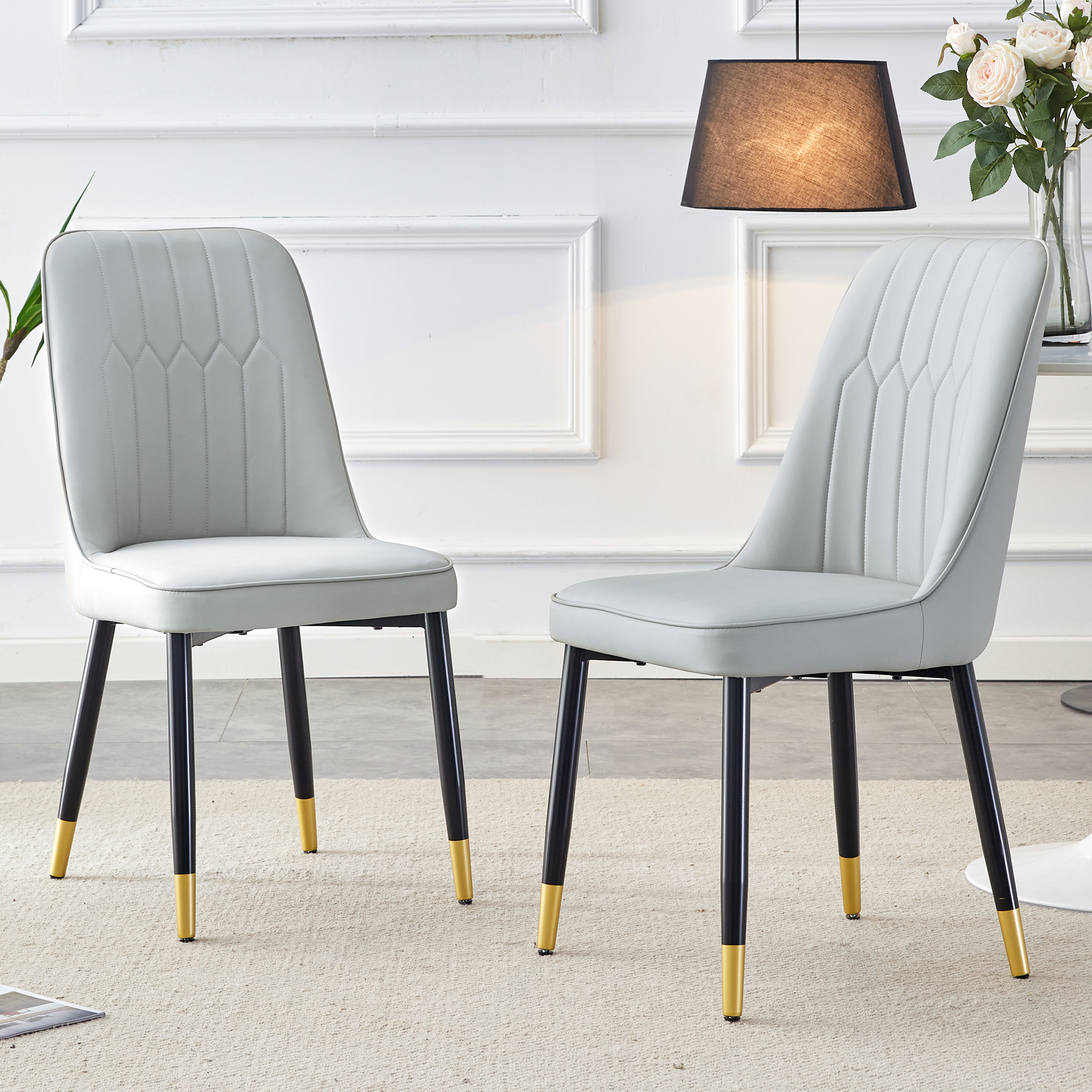 Chaises salle à manger gris clair, Ensemble 2 pièces C-007